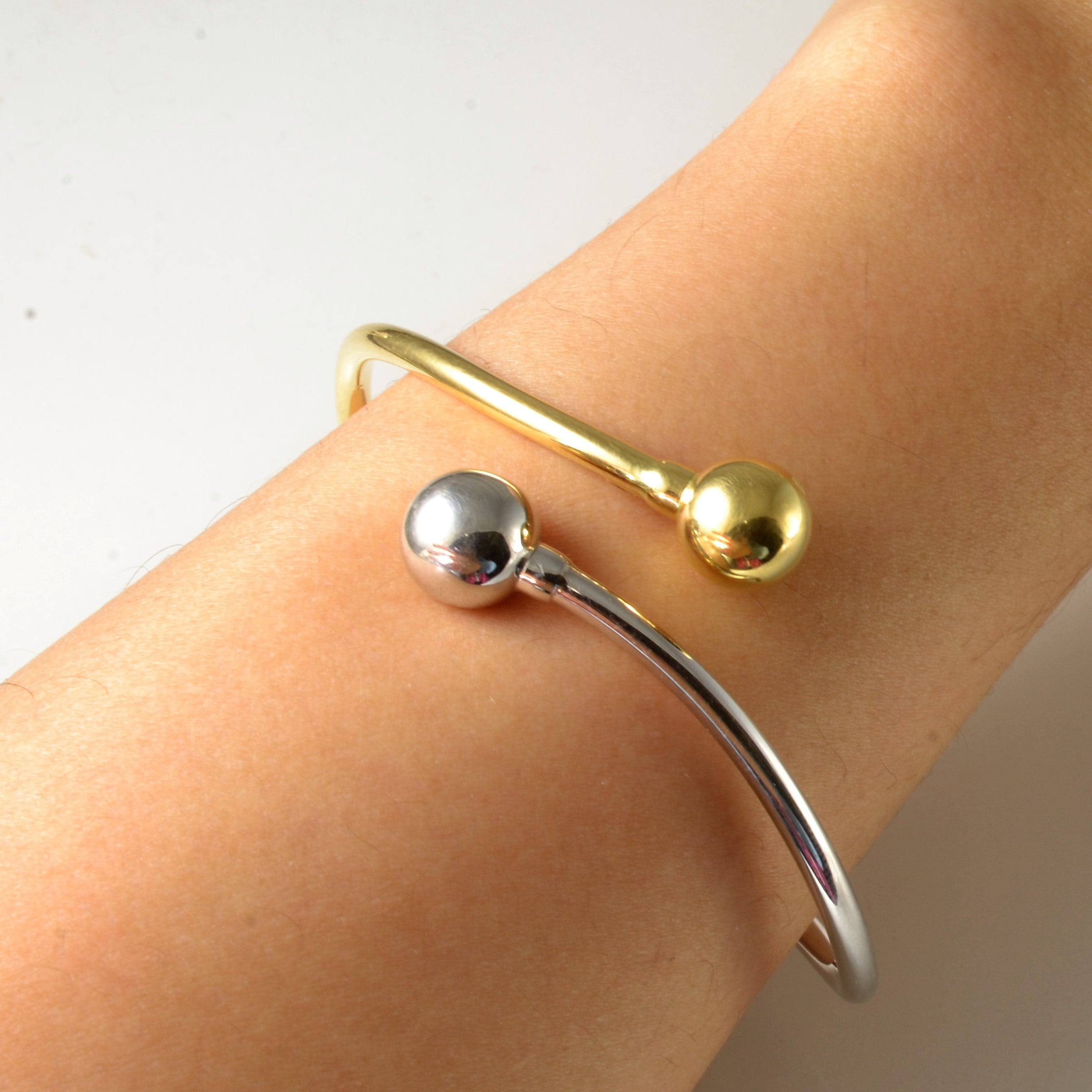 Two Tone Gold Wrap Bangle | 8"|