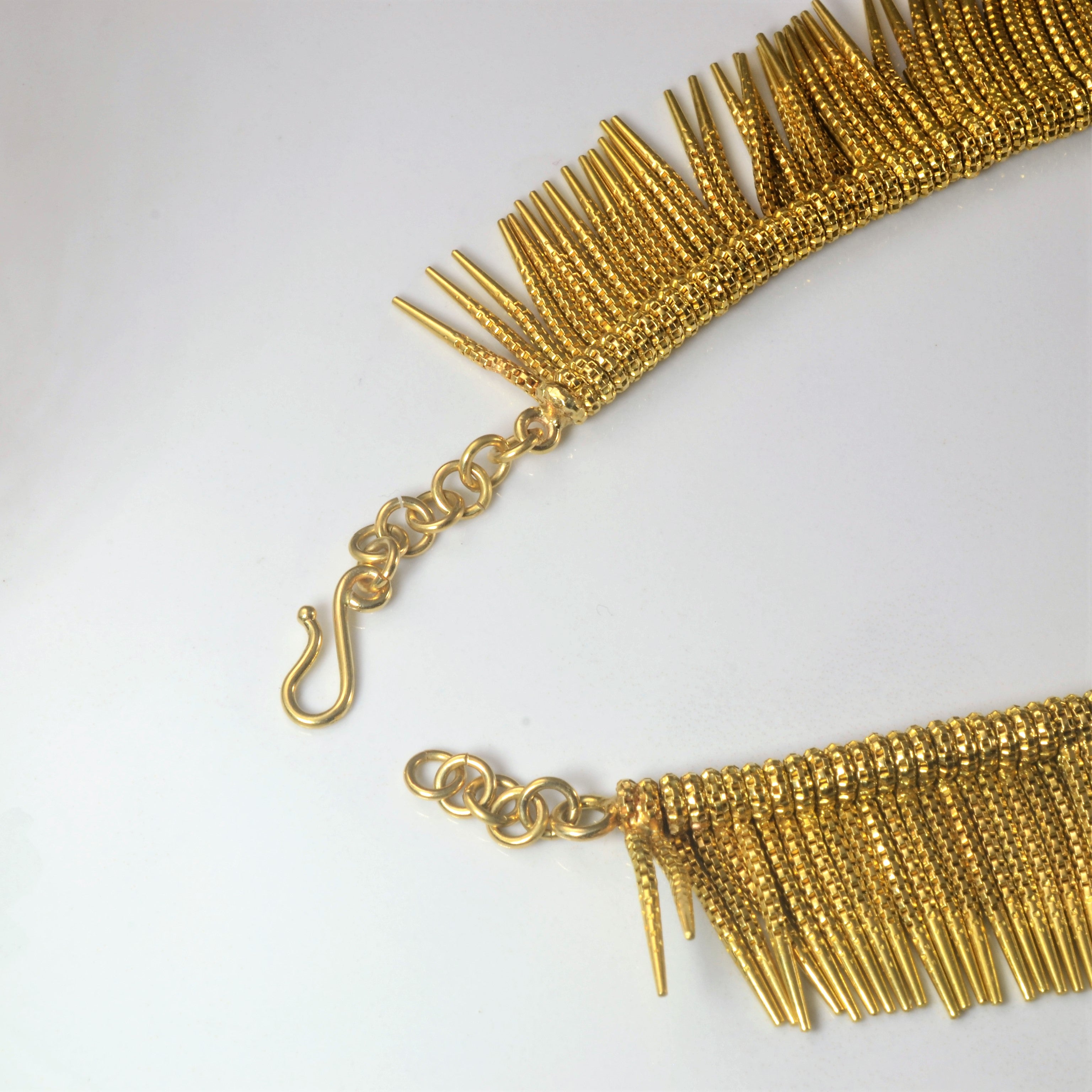 Vintage solid 18k gold Fringe Collar necklace | 15" |
