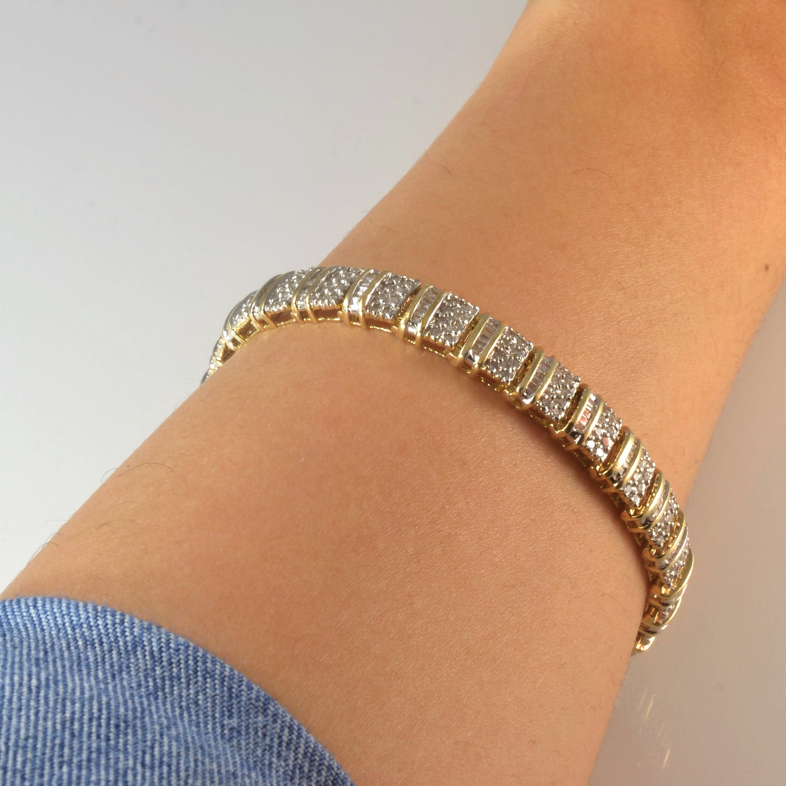 Diamond Cluster Link Bracelet | 1.54ctw | 7.5" |