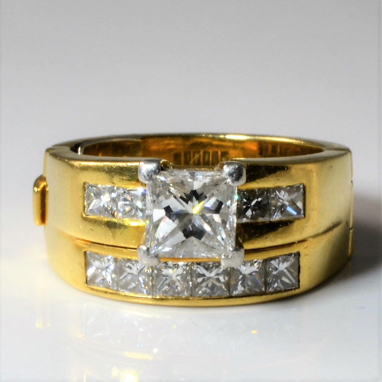 Hinged Arthritic Shank Diamond Wedding Set | 2.17ctw | SZ 6.75 |