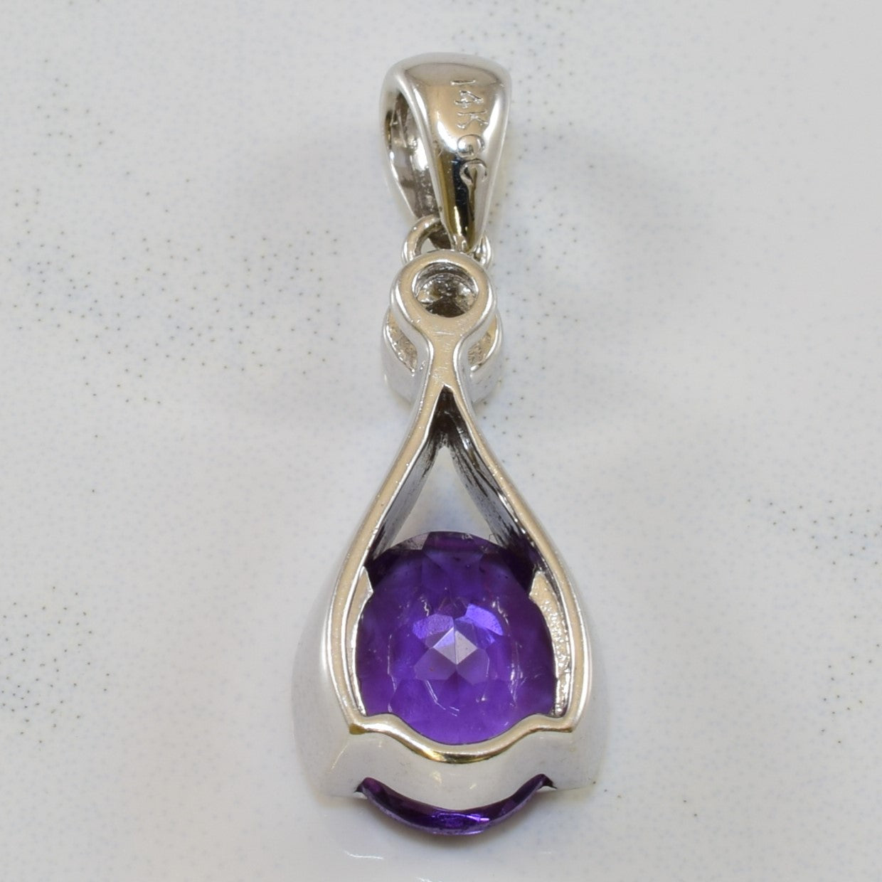 Semi Bezel Amethyst & Diamond Drop Pendant | 1.55ct, 0.04ctw |