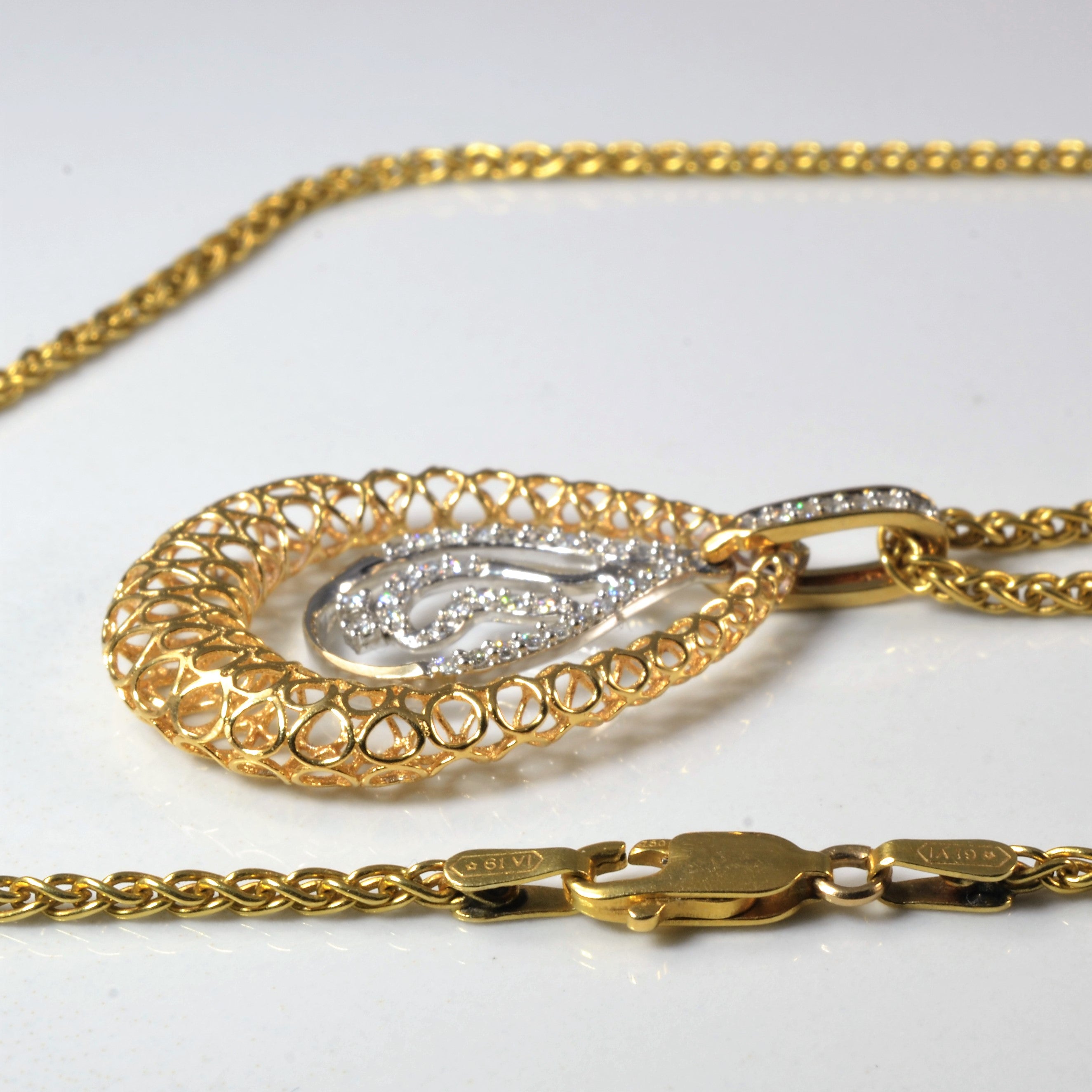 Italian Filigree Diamond Necklace | 0.19ctw | 24" |