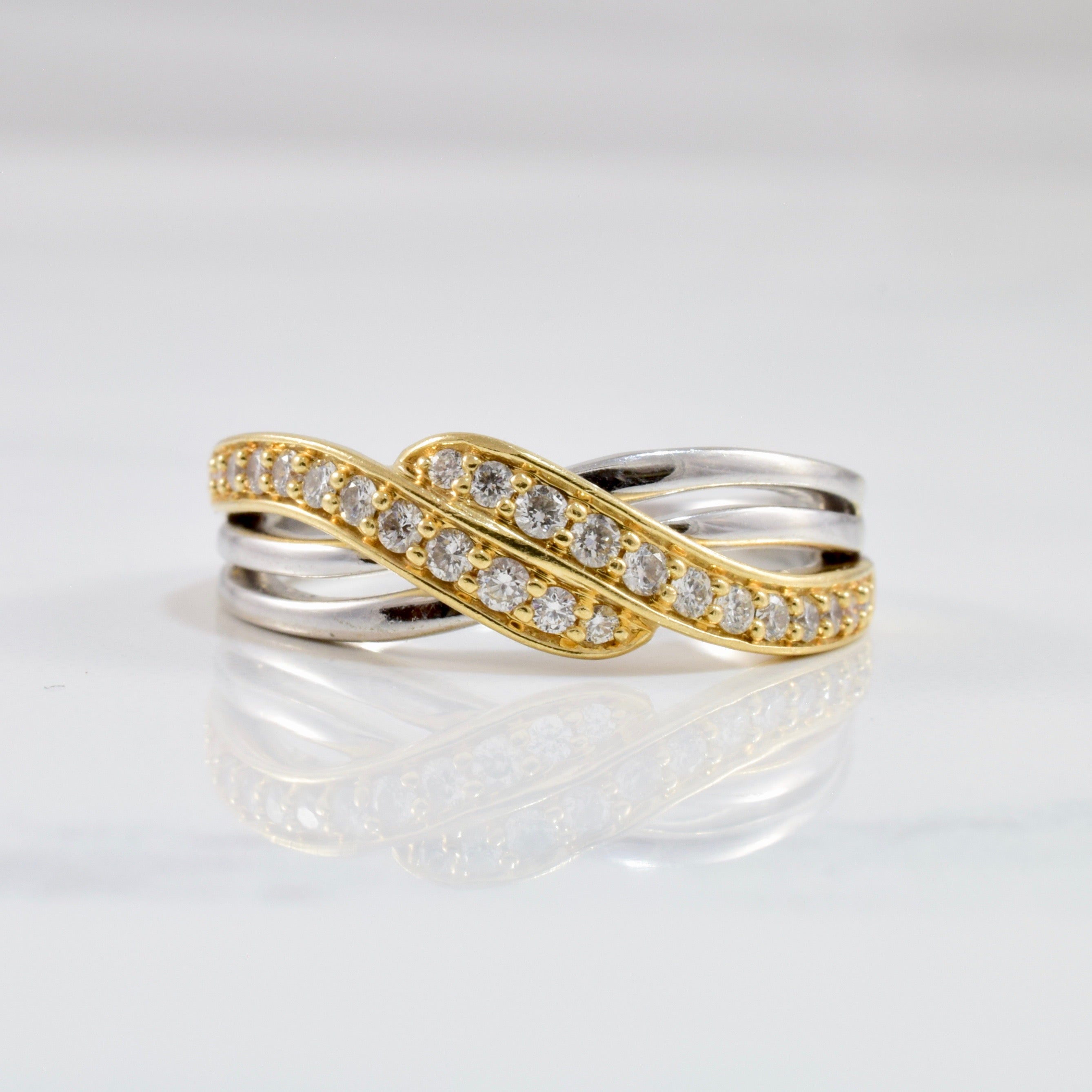Two Tone Diamond Bypass Band | 0.16 ctw SZ 5.75 |