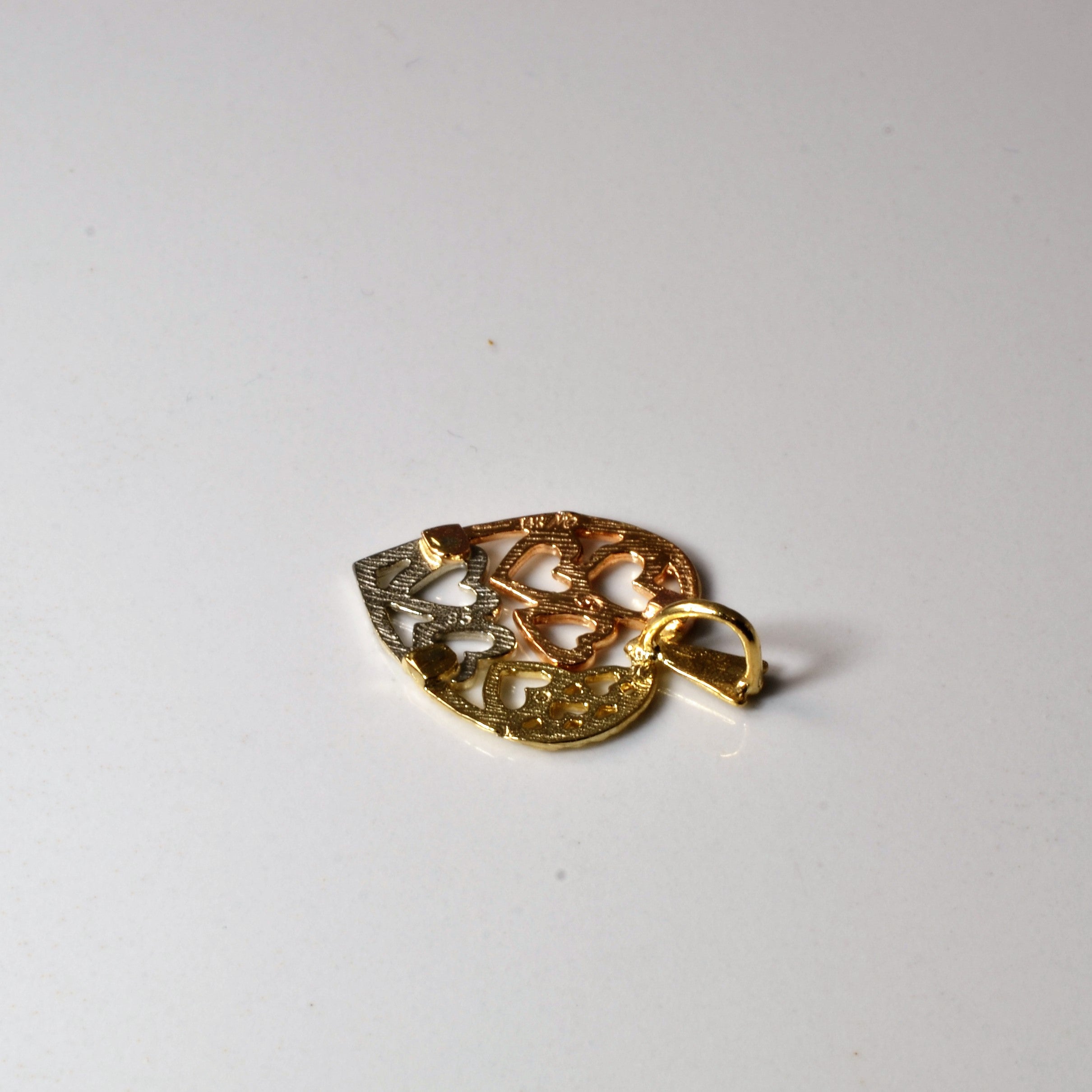 Tri Tone Gold Heart Pendant |