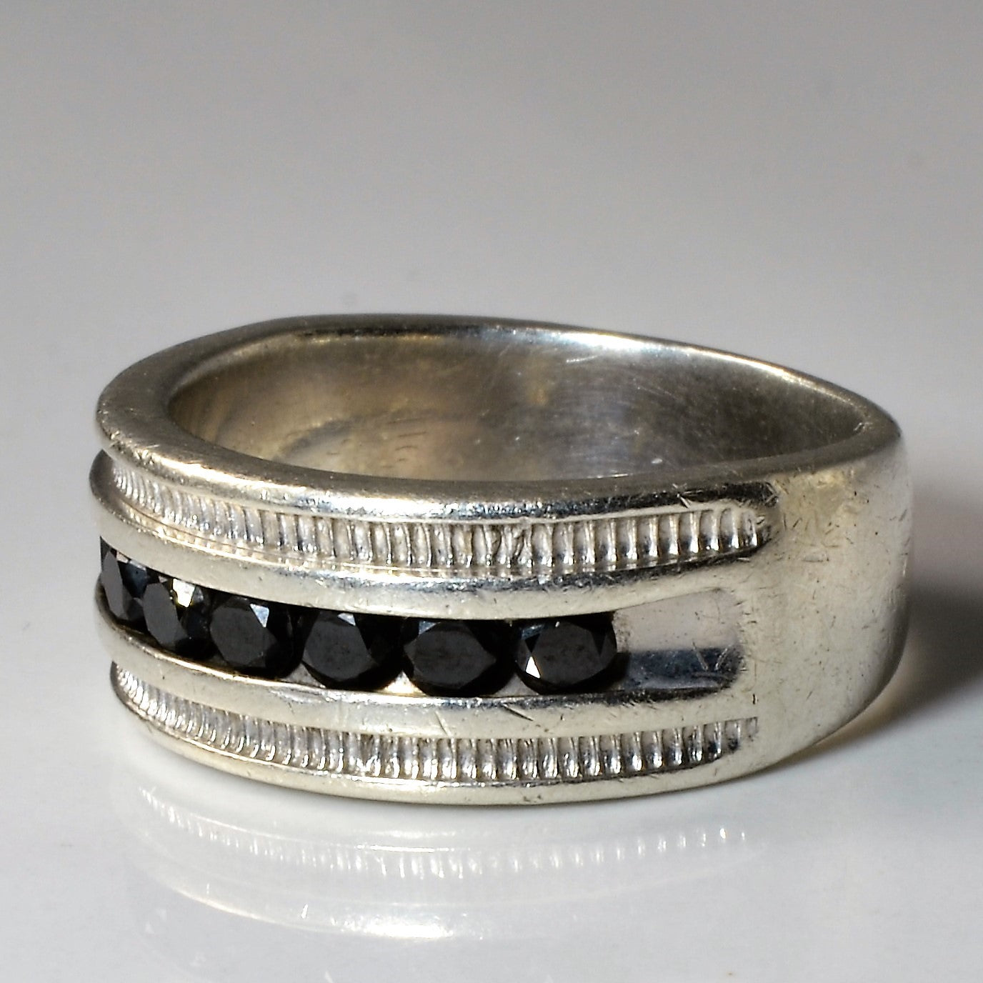 Sterling Silver Black Diamond Band | 0.90ctw | SZ 9.75 |