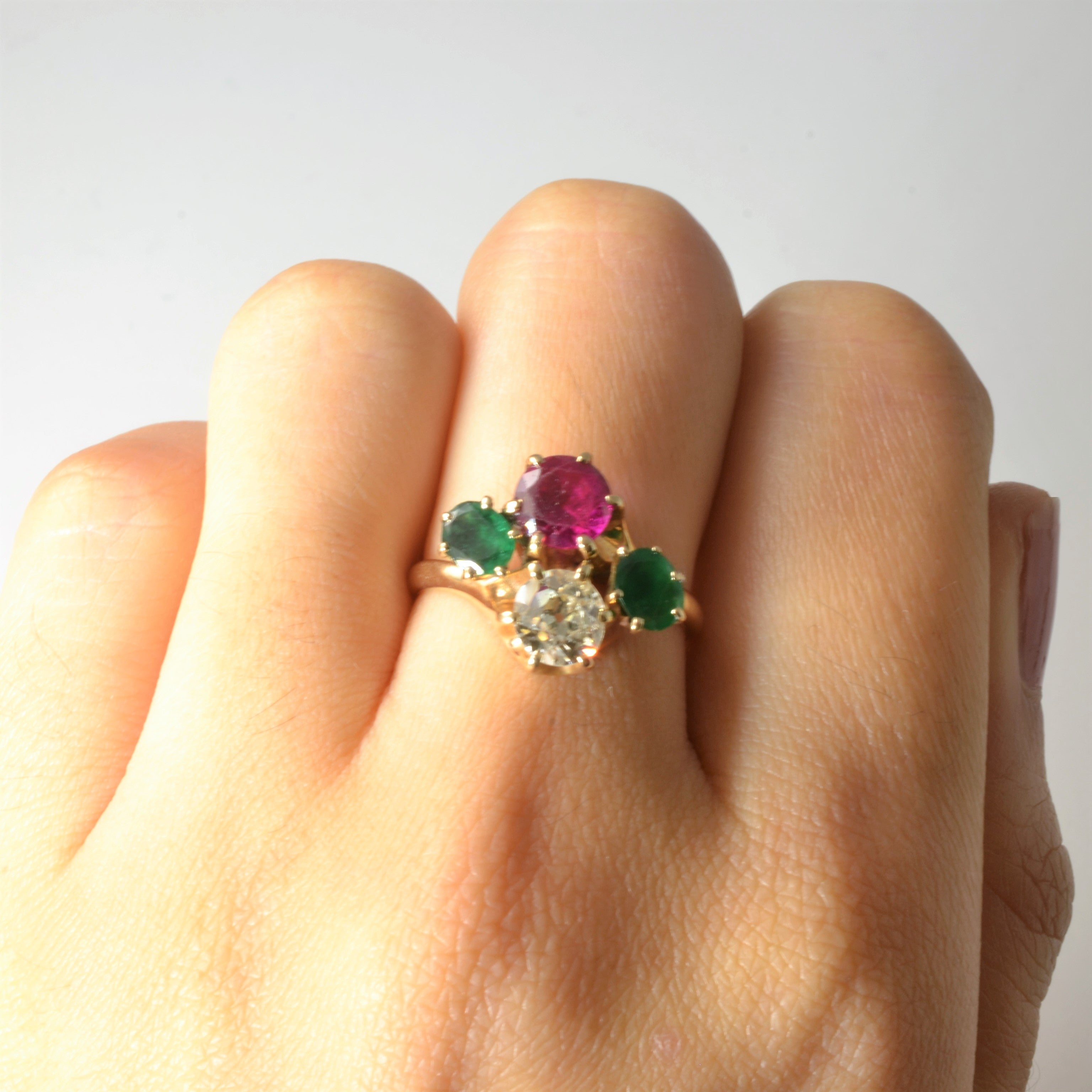 Custom Retro Multi Gem Ring | 0.68ct, 0.50ctw, 0.90ct | SZ 6.5 |