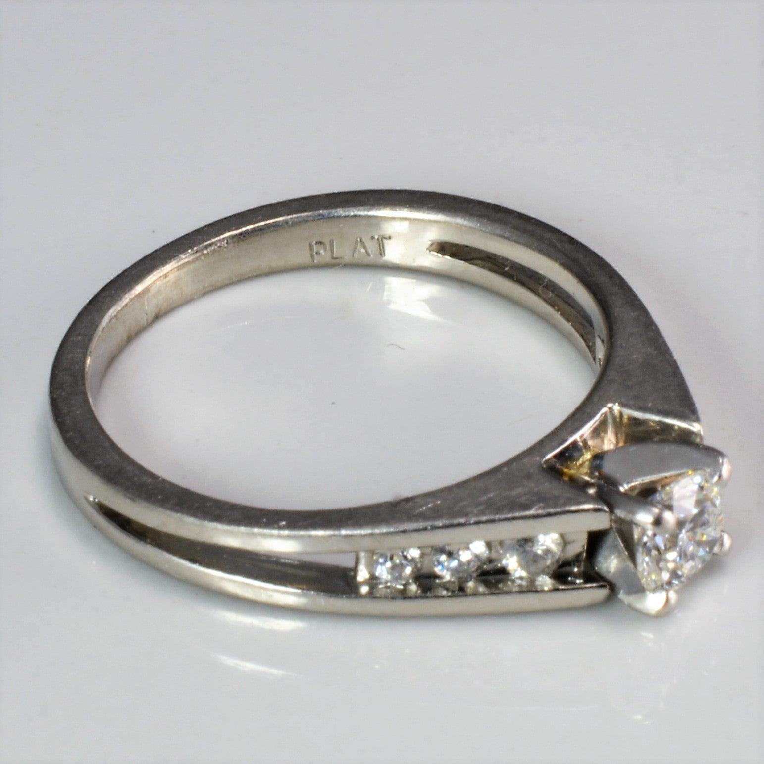 Platinum Diamond Engagement Ring | 0.45 ctw SI1 H | SZ 7.75 |