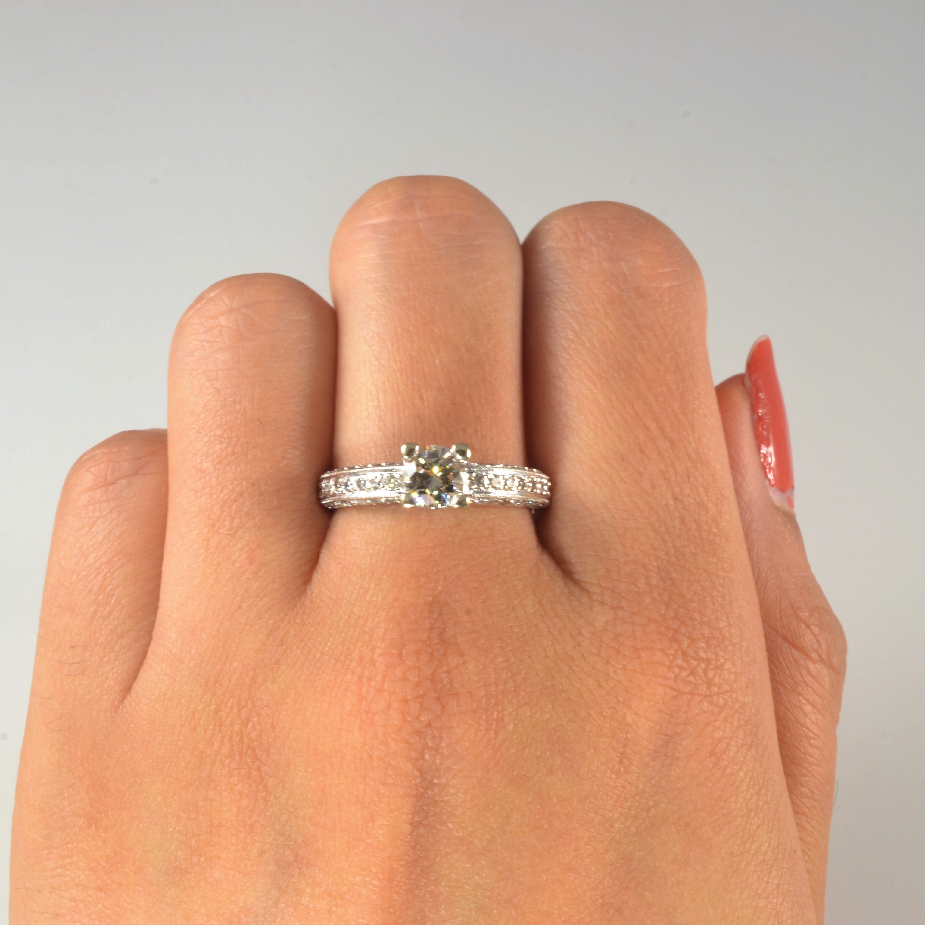 Ornate Milgrain Band Engagement Ring | 1.01ctw | SZ 7.5 |