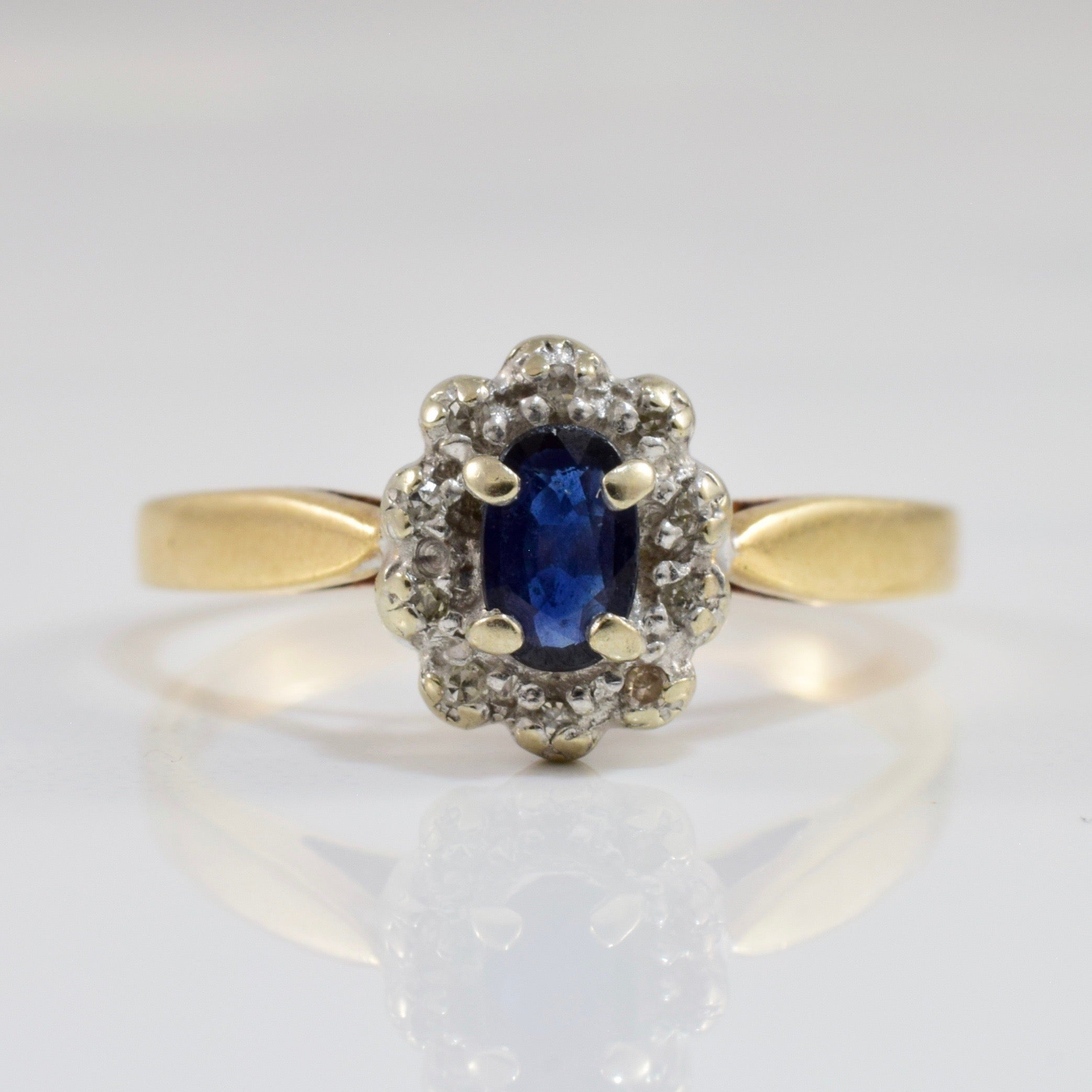 Sapphire and Diamond Halo Ring | 0.02 ctw SZ 6.25 |