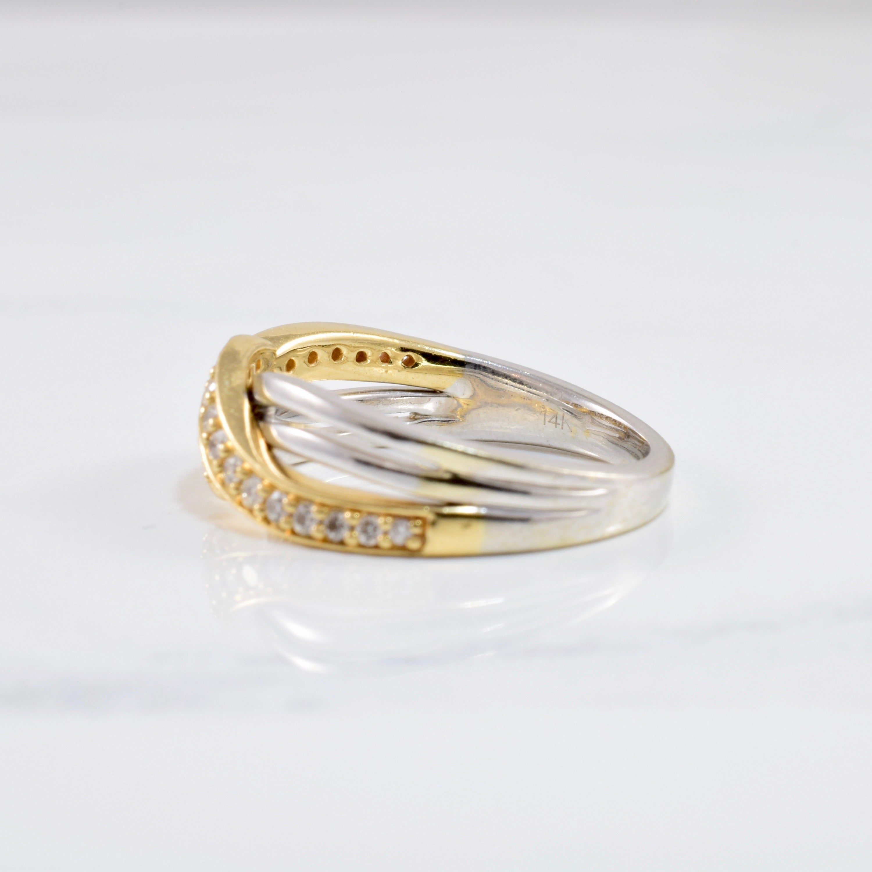 Two Tone Diamond Bypass Band | 0.16 ctw SZ 5.75 |