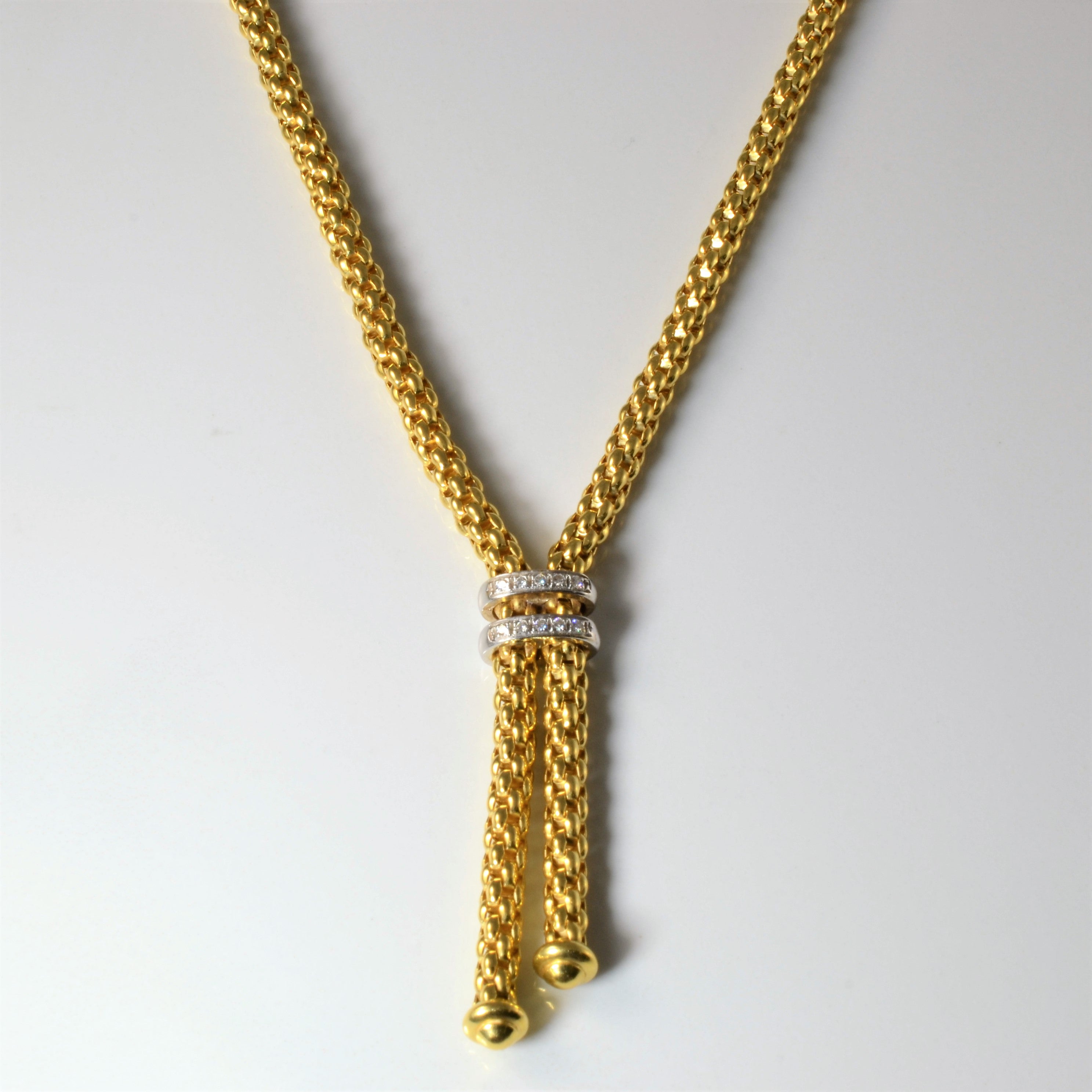 Textured Chain Diamond Knot Necklace | 0.06ctw | 18"|