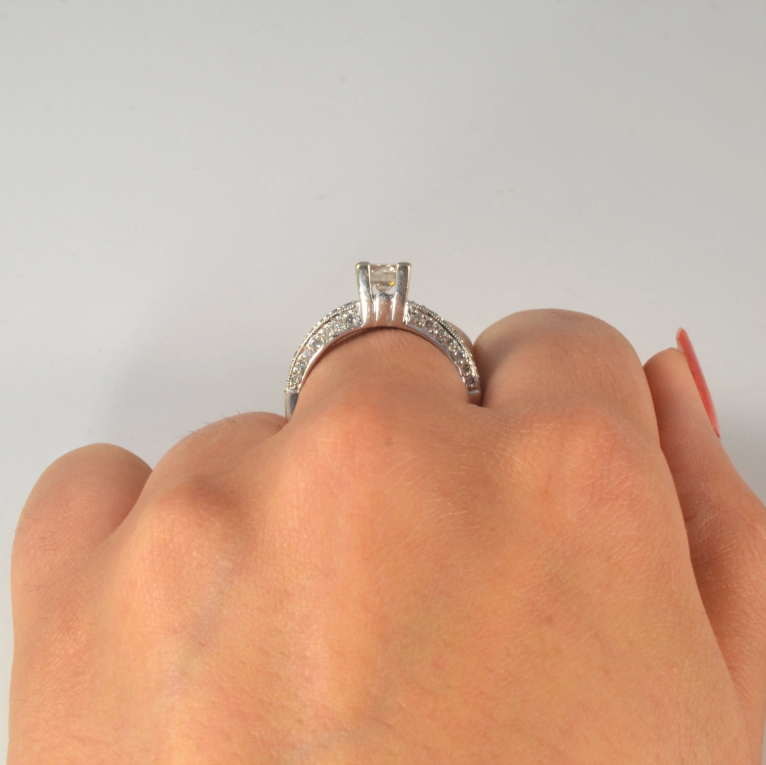 Ornate Milgrain Band Engagement Ring | 1.01ctw | SZ 7.5 |