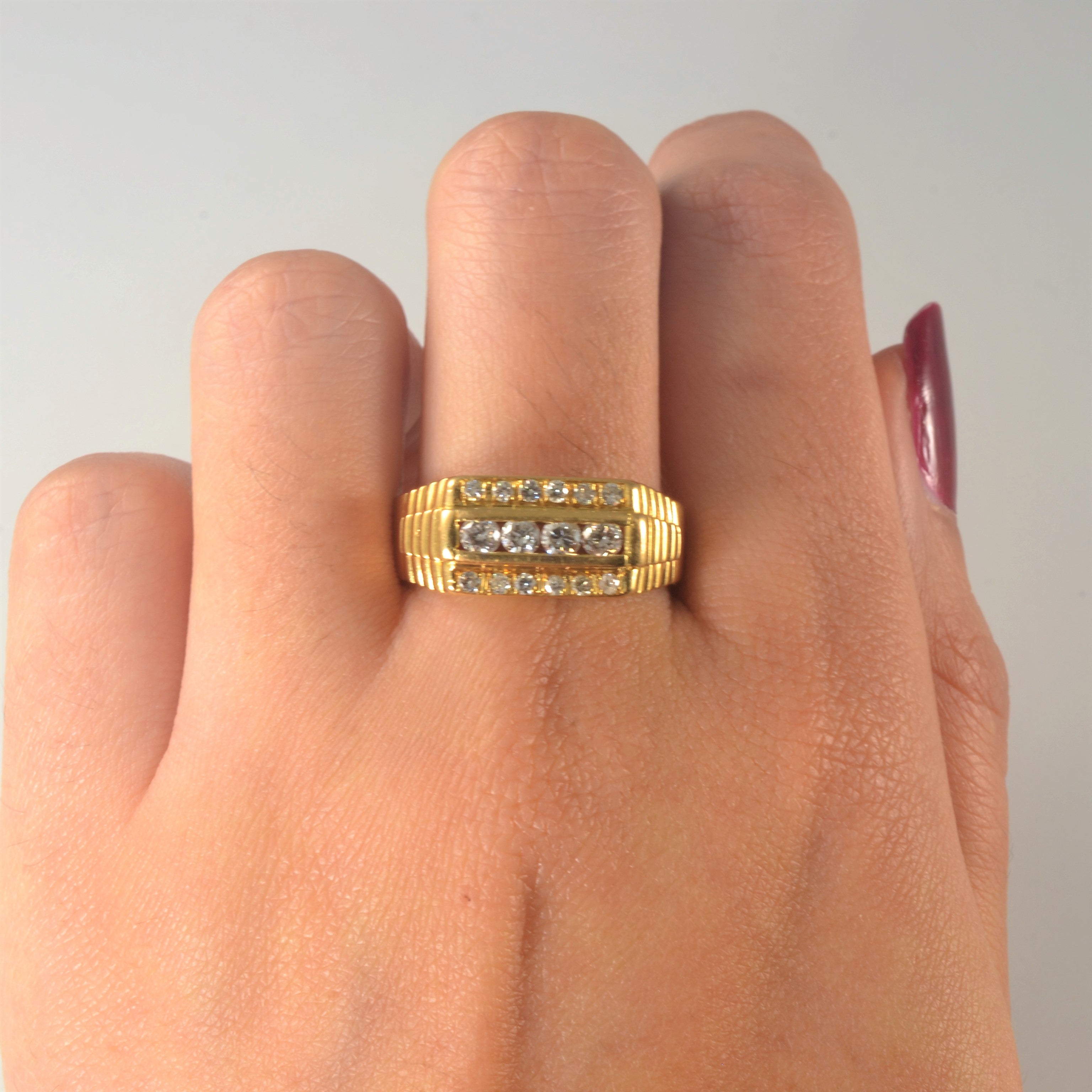 Channel Set Diamond Gold Ring | 0.56ctw | SZ 9.5 |