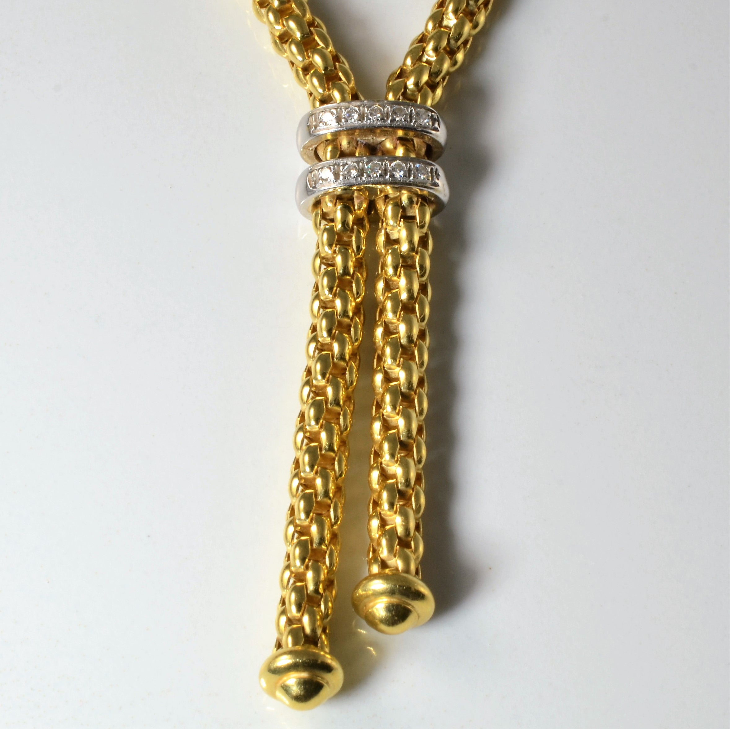 Textured Chain Diamond Knot Necklace | 0.06ctw | 18"|
