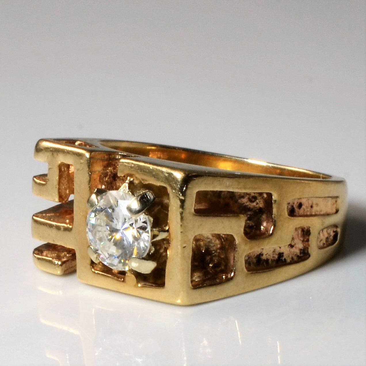 Yellow Gold Geometric Diamond Ring | 0.62ct | SZ 6 |