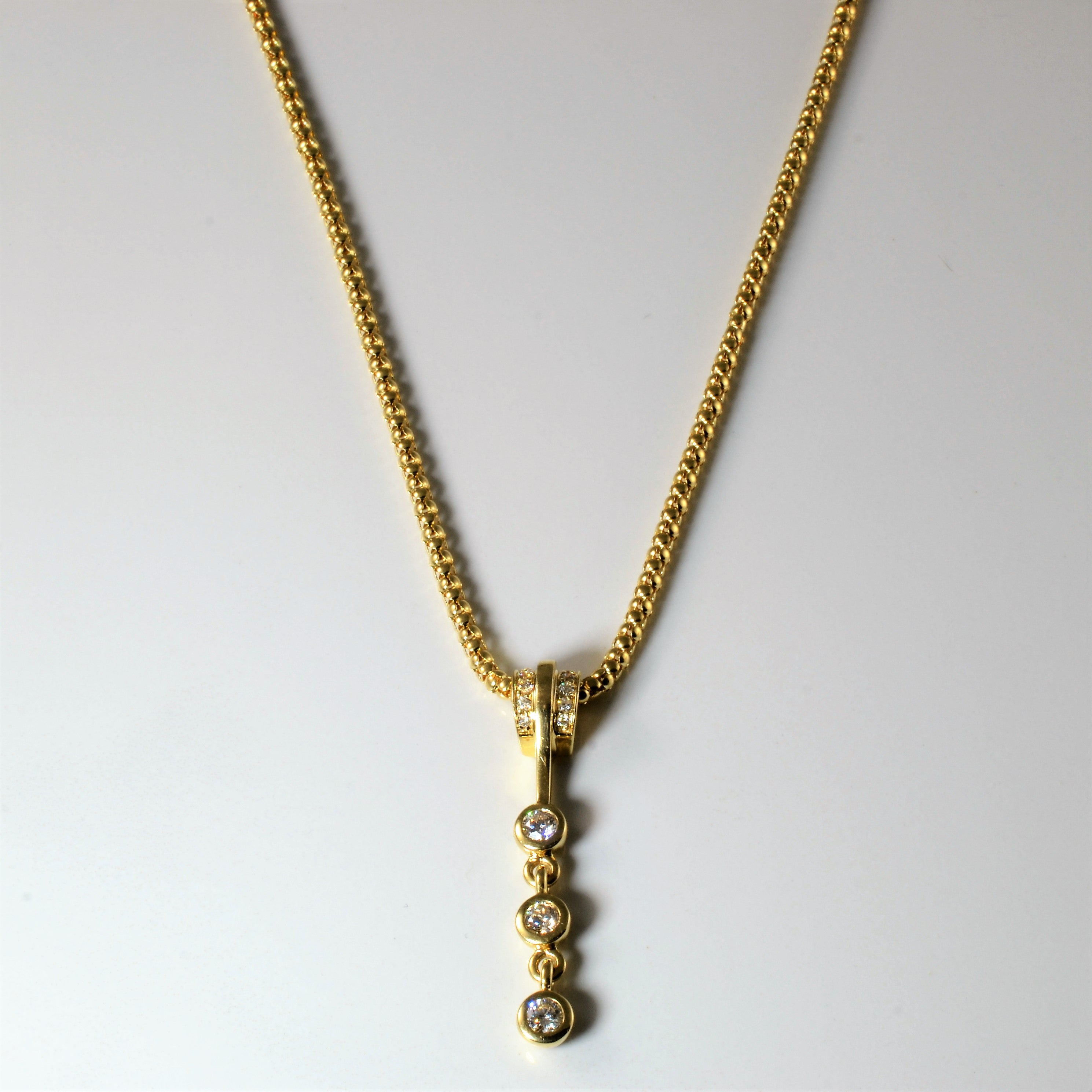 Bezel Set Diamond Drop Necklace | 0.84ctw | 18" |