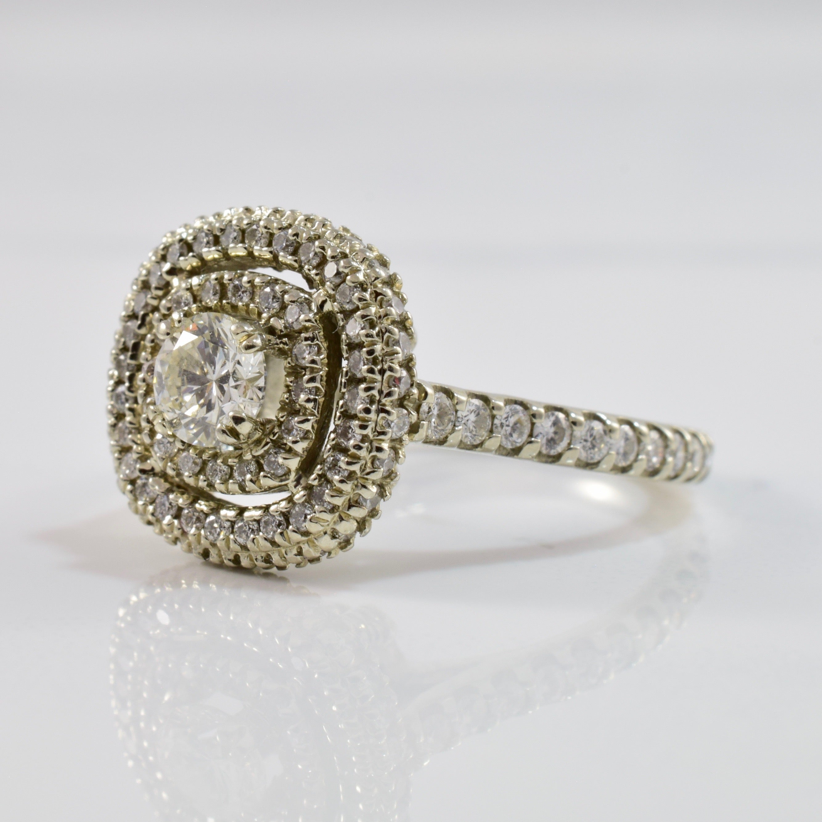 Diamond Halo Engagement Ring | 1.02 ctw SZ 6.5 |