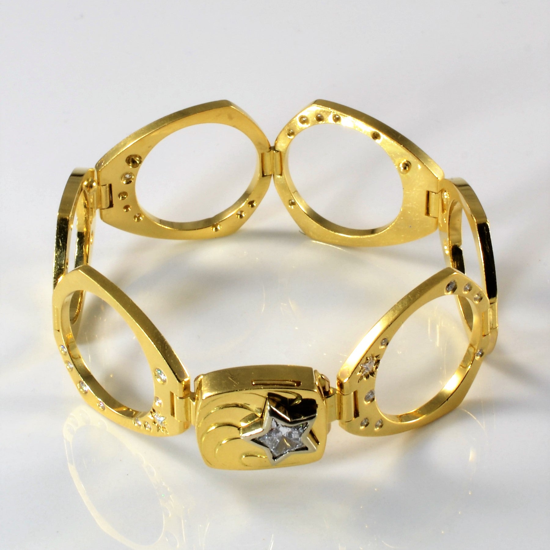 'Costen Catbalue' Custom Star Cut Diamond Convertible Ring Bracelet | 1.50ctw | SZ 7 | 7"