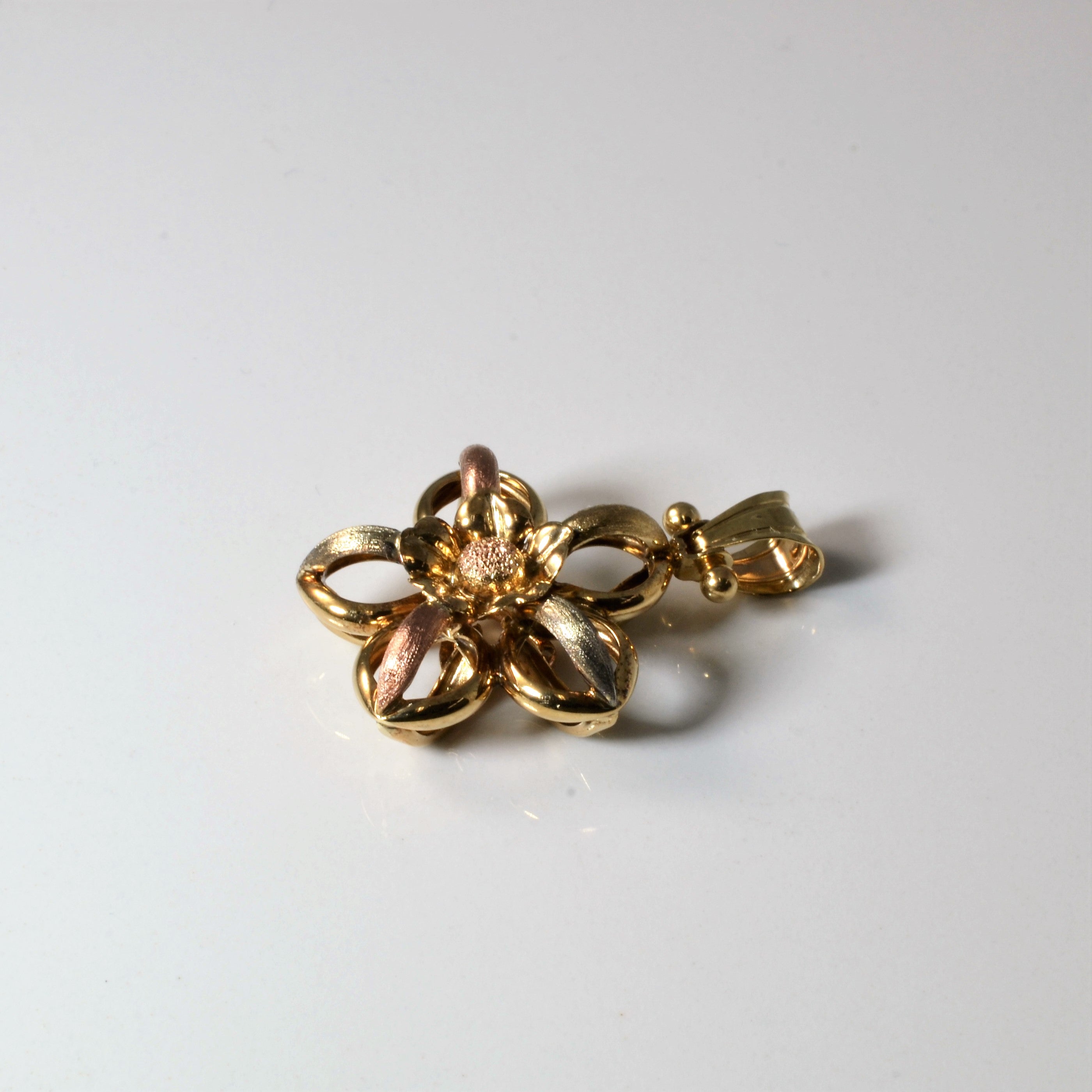 Tri Tone Gold Flower Pendant |
