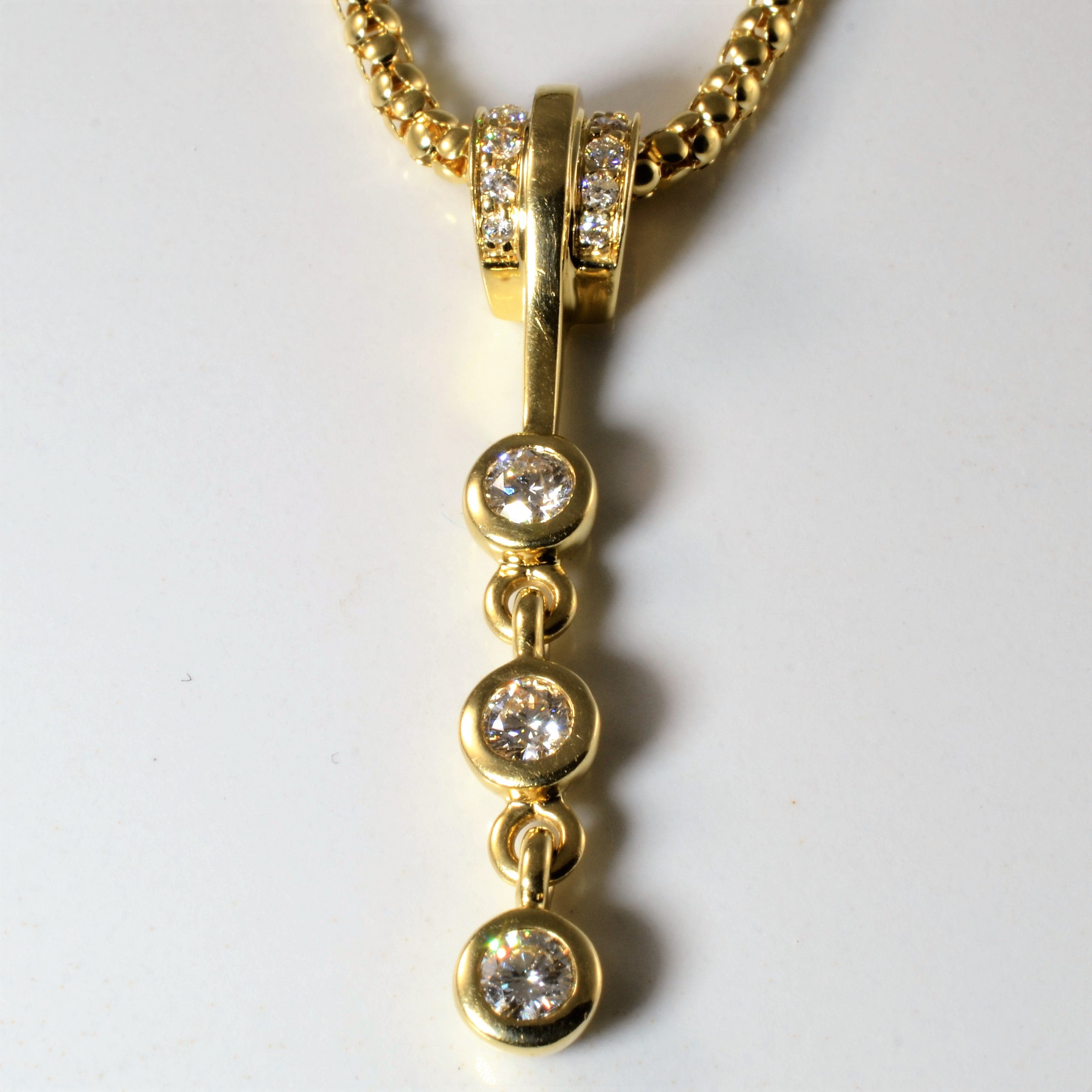 Bezel Set Diamond Drop Necklace | 0.84ctw | 18" |