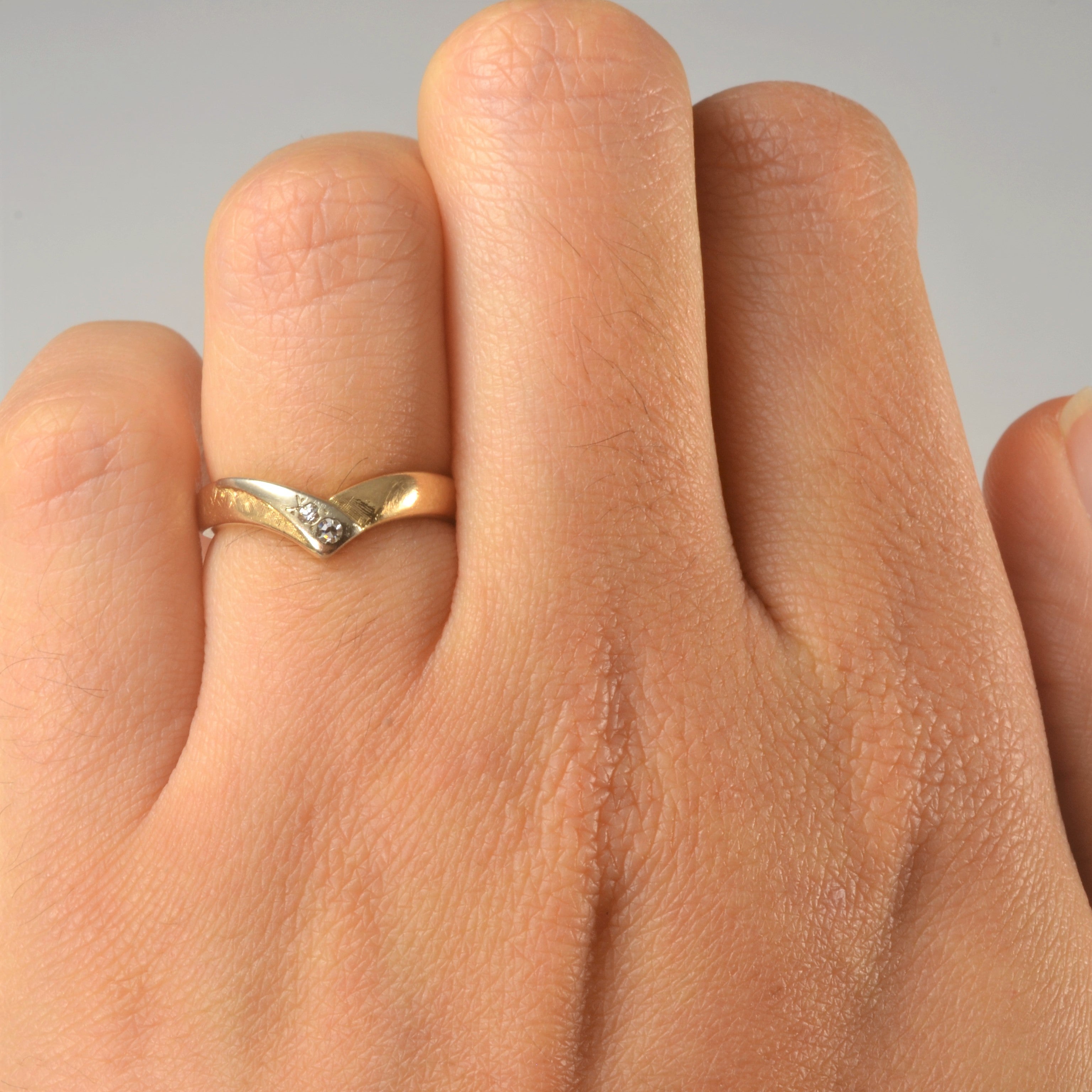 Two Tone Chevron Bypass Ring | 0.02ctw | SZ 4 |