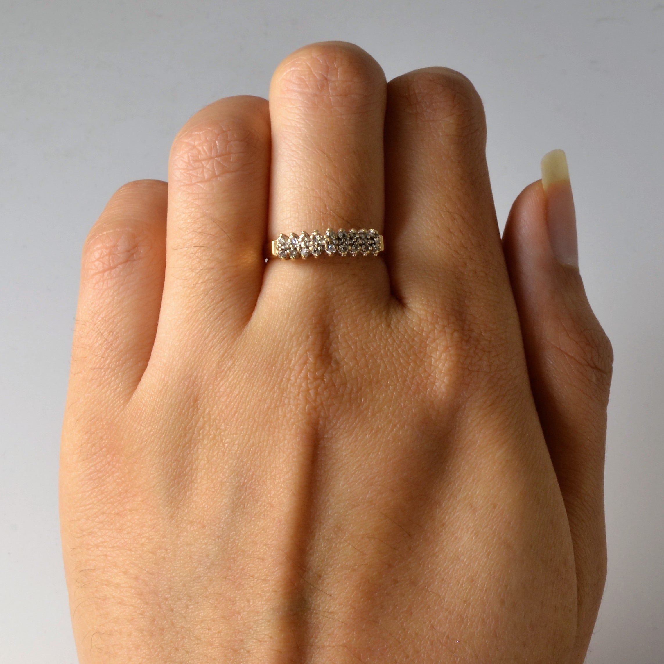 High Set Double Row Diamond Ring | 0.14ctw | SZ 6.25 |