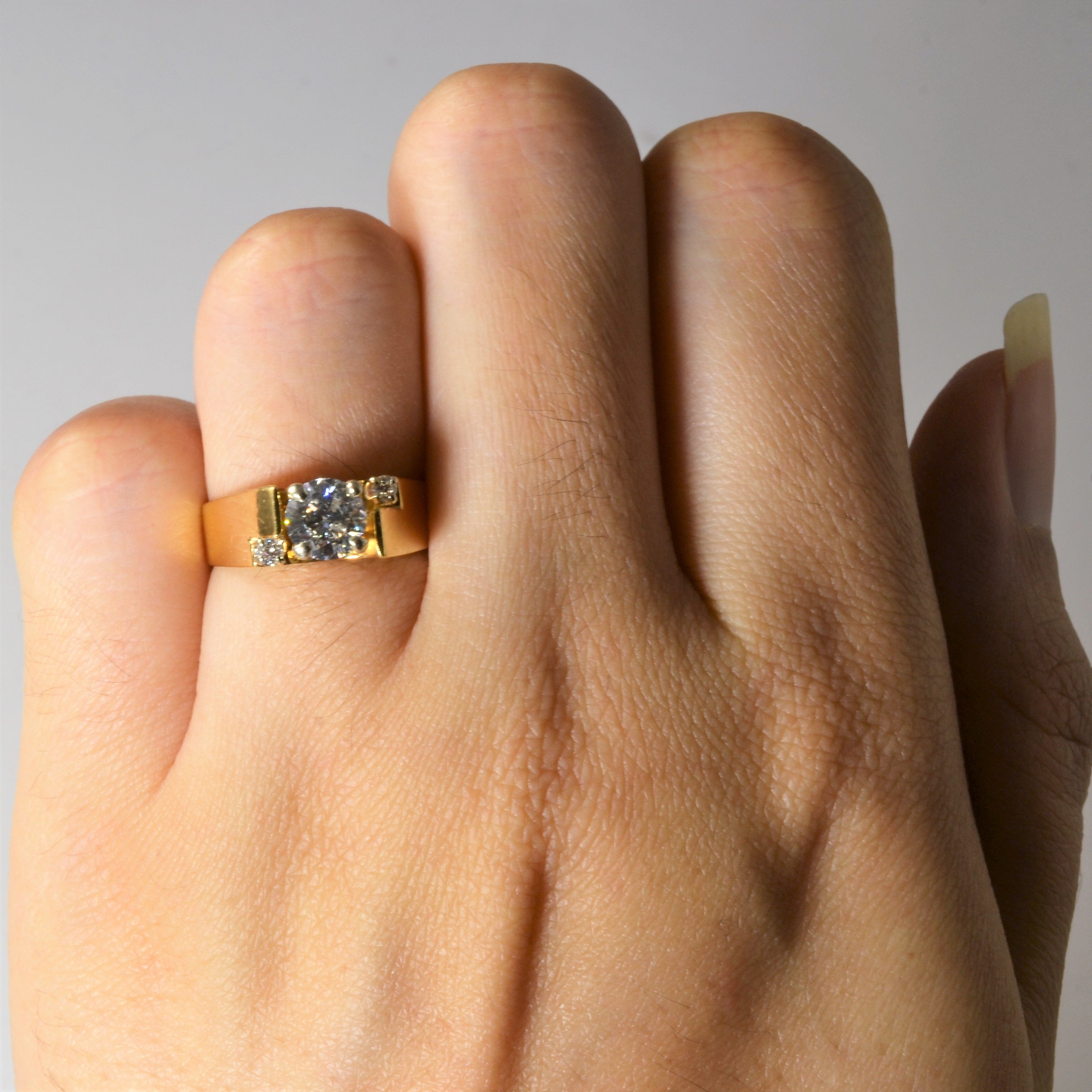 Offset Three Stone Diamond Ring | 0.68ct | SZ 4.25 |