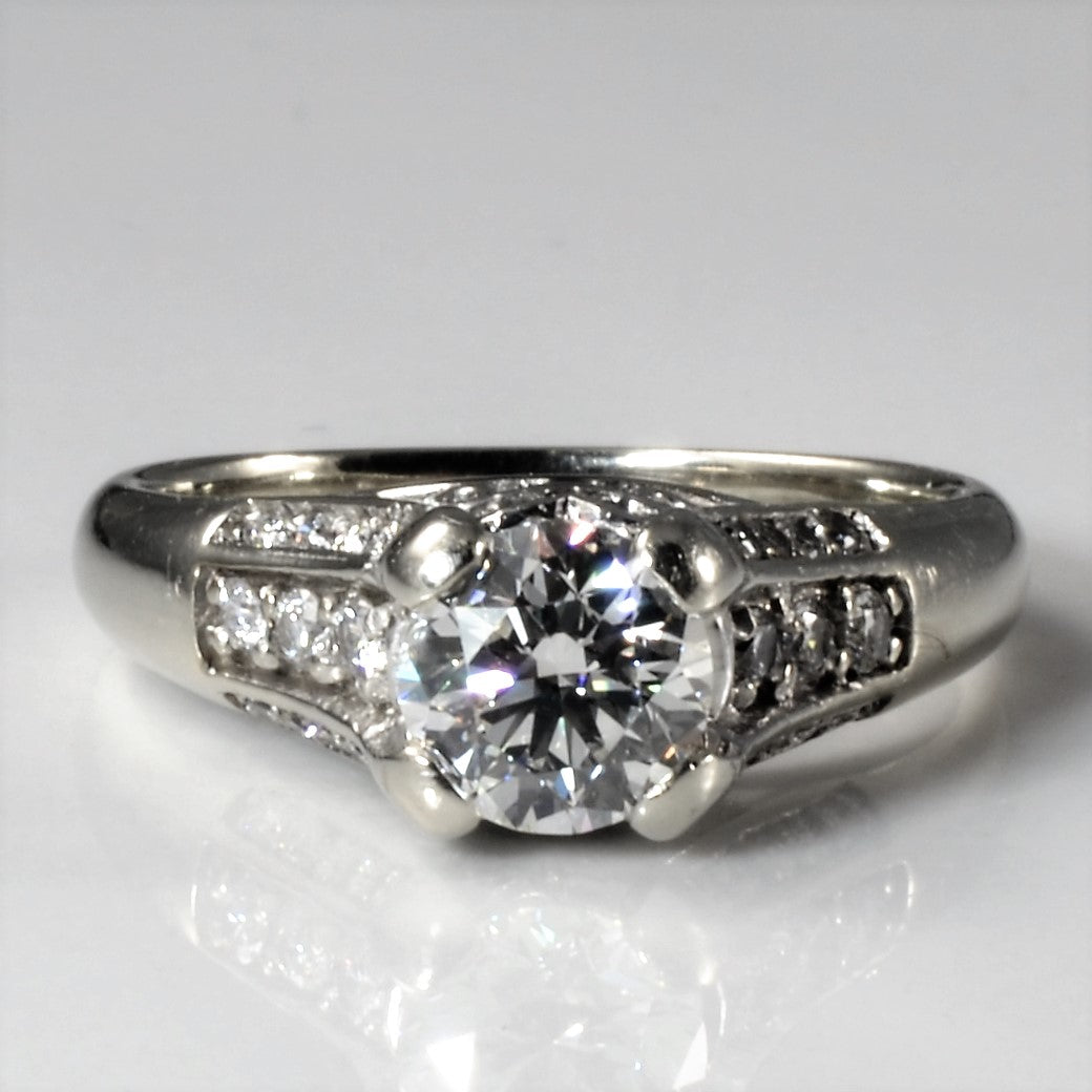 Art Deco Inspired Filigree Diamond Engagement Ring | 1.25ctw | SZ 5.75 |