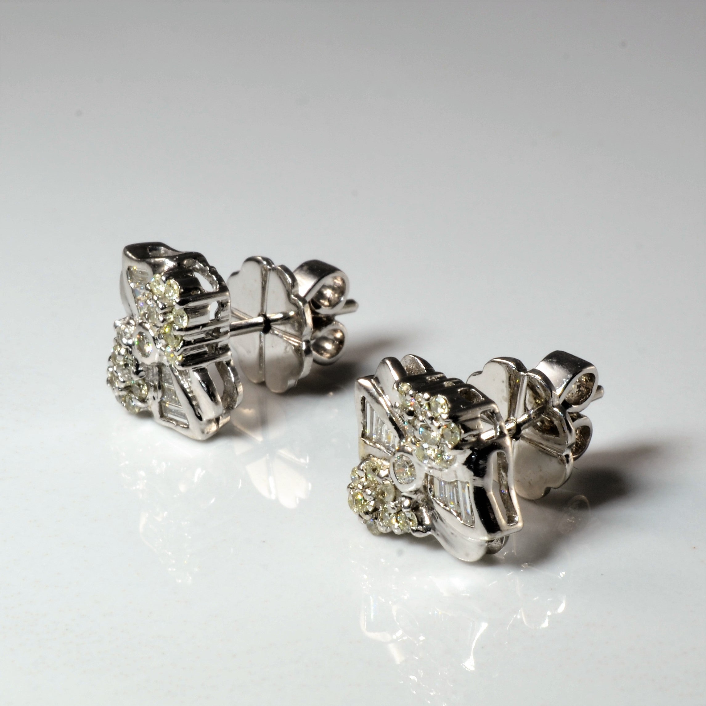 Diamond Cluster Bow Earrings | 0.41ctw |