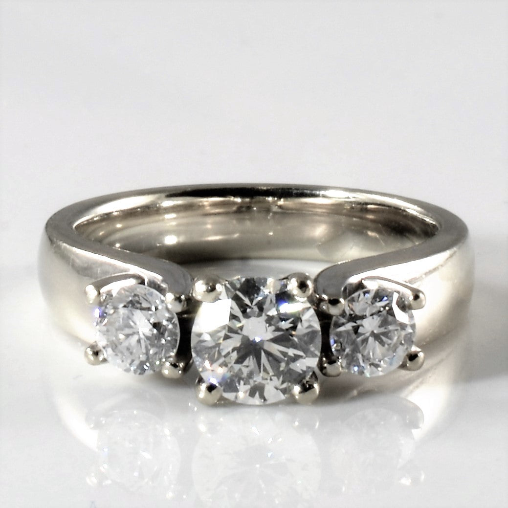 Wide Band Three Stone Diamond Engagement Ring | 1.18ctw | SZ 6 |