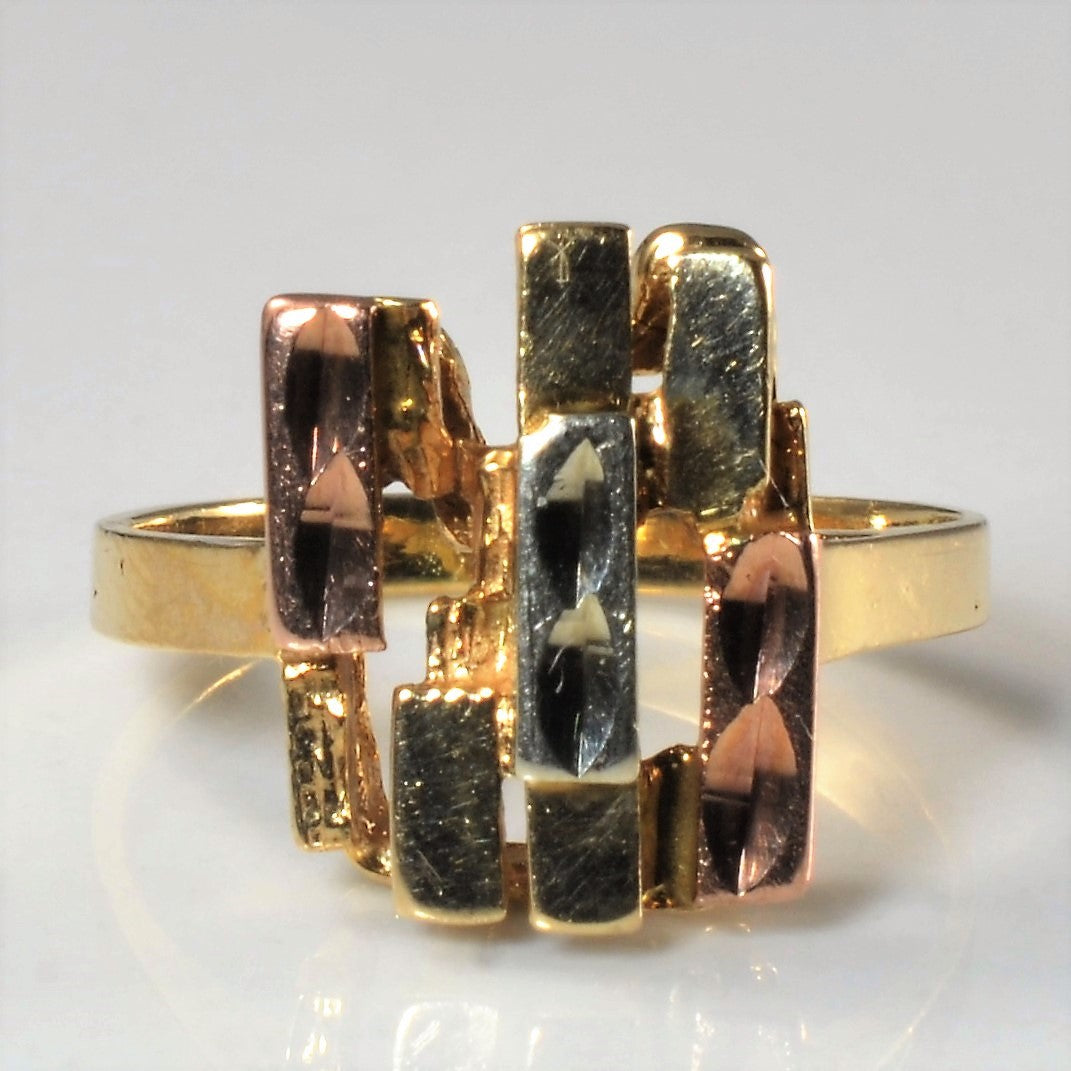 Hammered Tri Tone Cocktail Ring | SZ 4.75 |