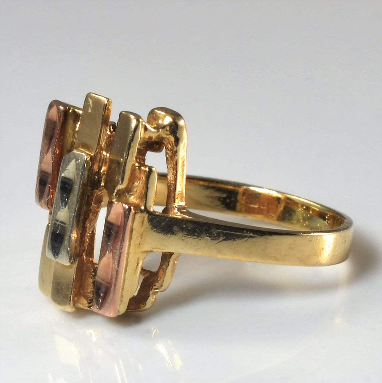 Hammered Tri Tone Cocktail Ring | SZ 4.75 |
