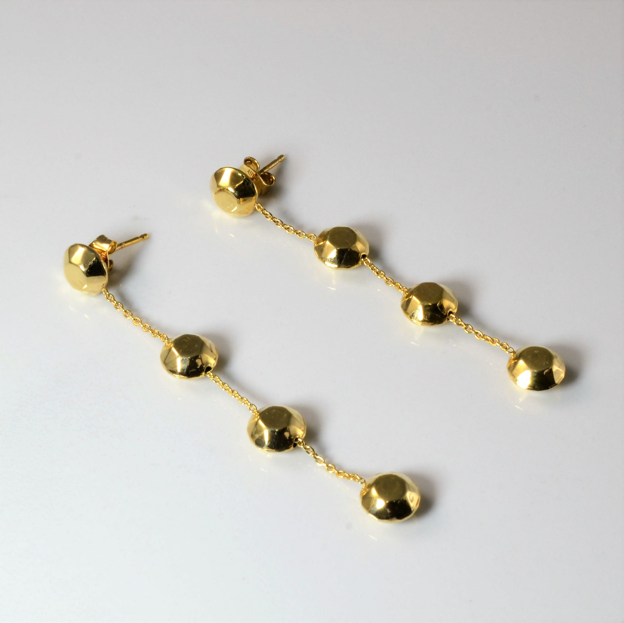 Yellow Gold Beaded Necklace, Bracelet & Earrings Set | 40"| 8"|