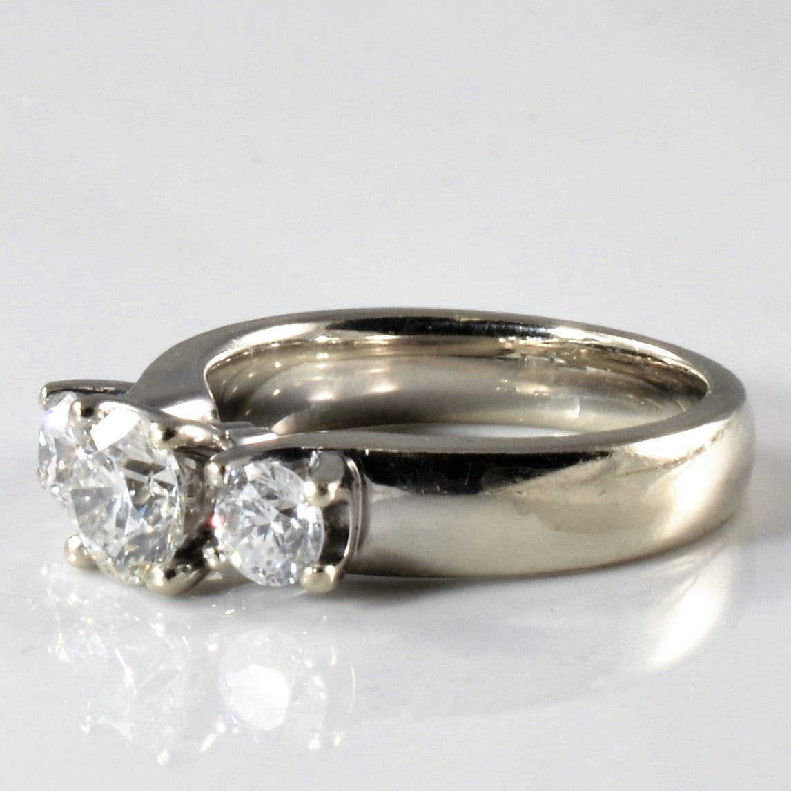 Wide Band Three Stone Diamond Engagement Ring | 1.18ctw | SZ 6 |