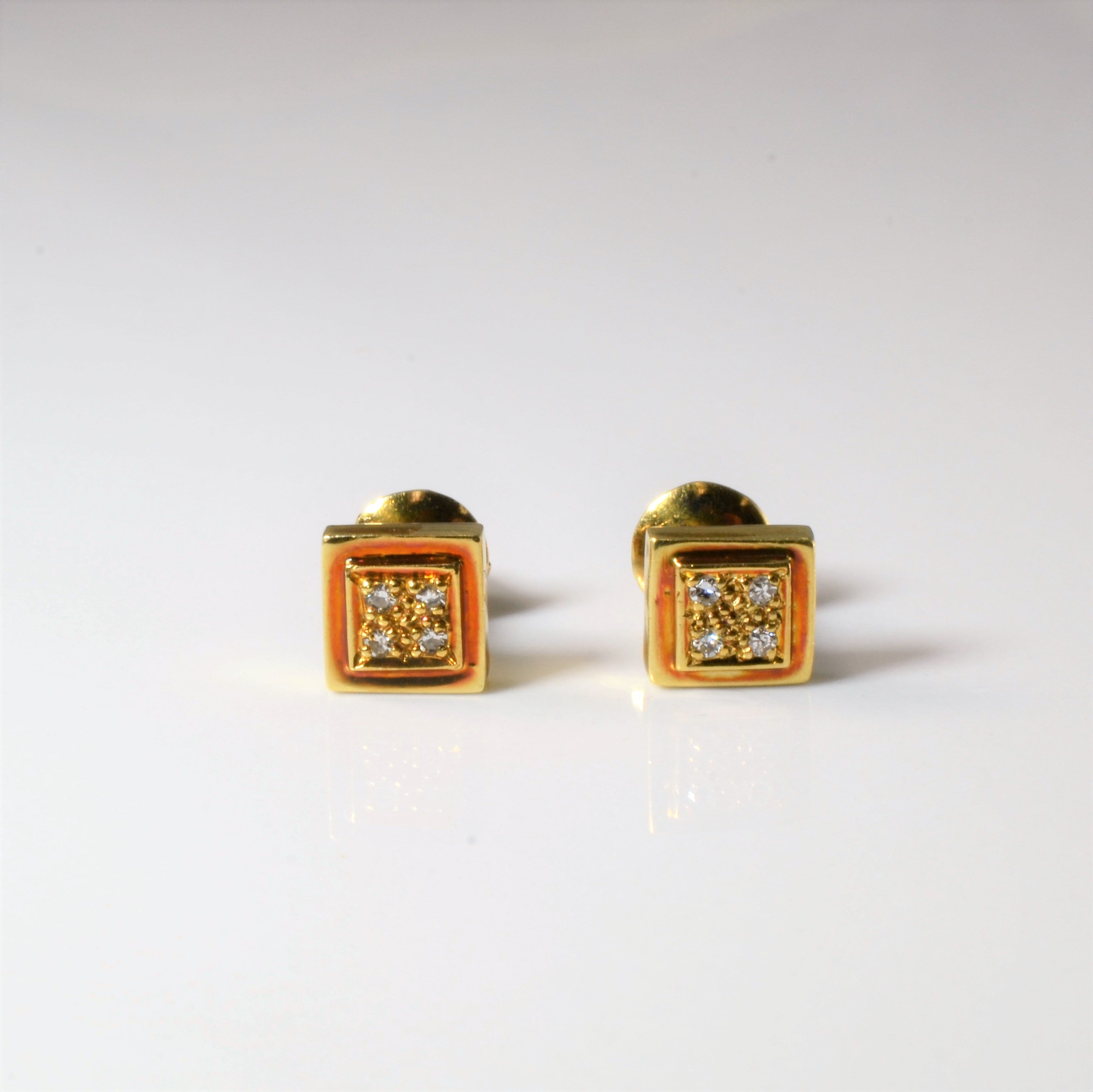 Diamond Square Stud Earrings | 0.08ctw |