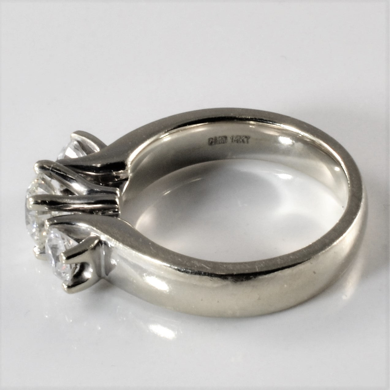 Wide Band Three Stone Diamond Engagement Ring | 1.18ctw | SZ 6 |