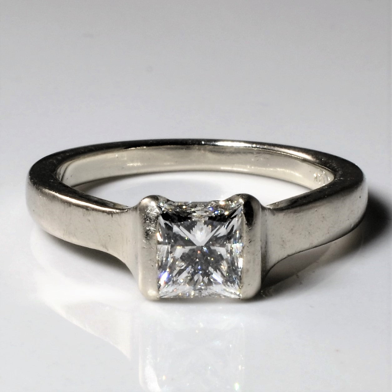 Princess cut bezel set on sale ring