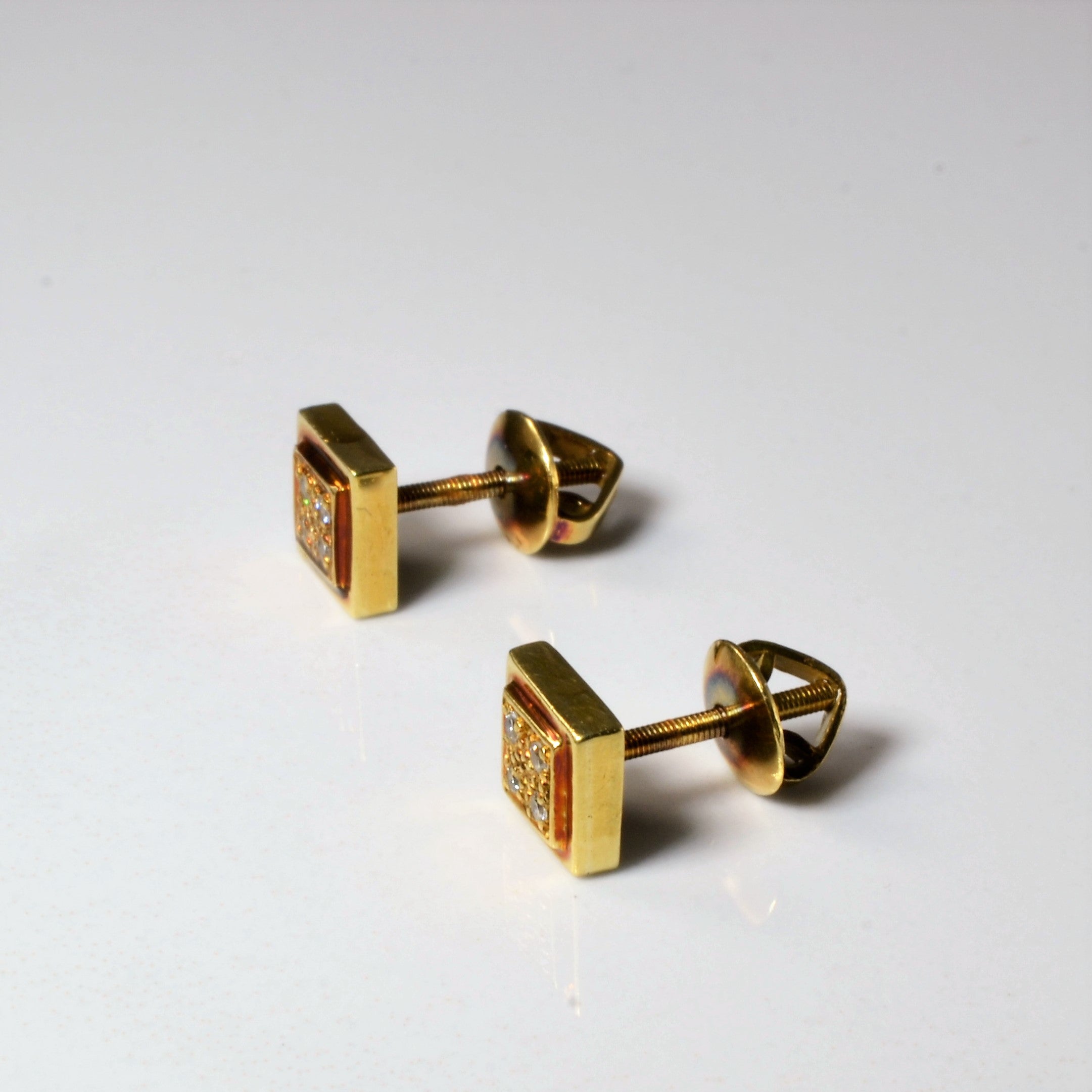 Diamond Square Stud Earrings | 0.08ctw |