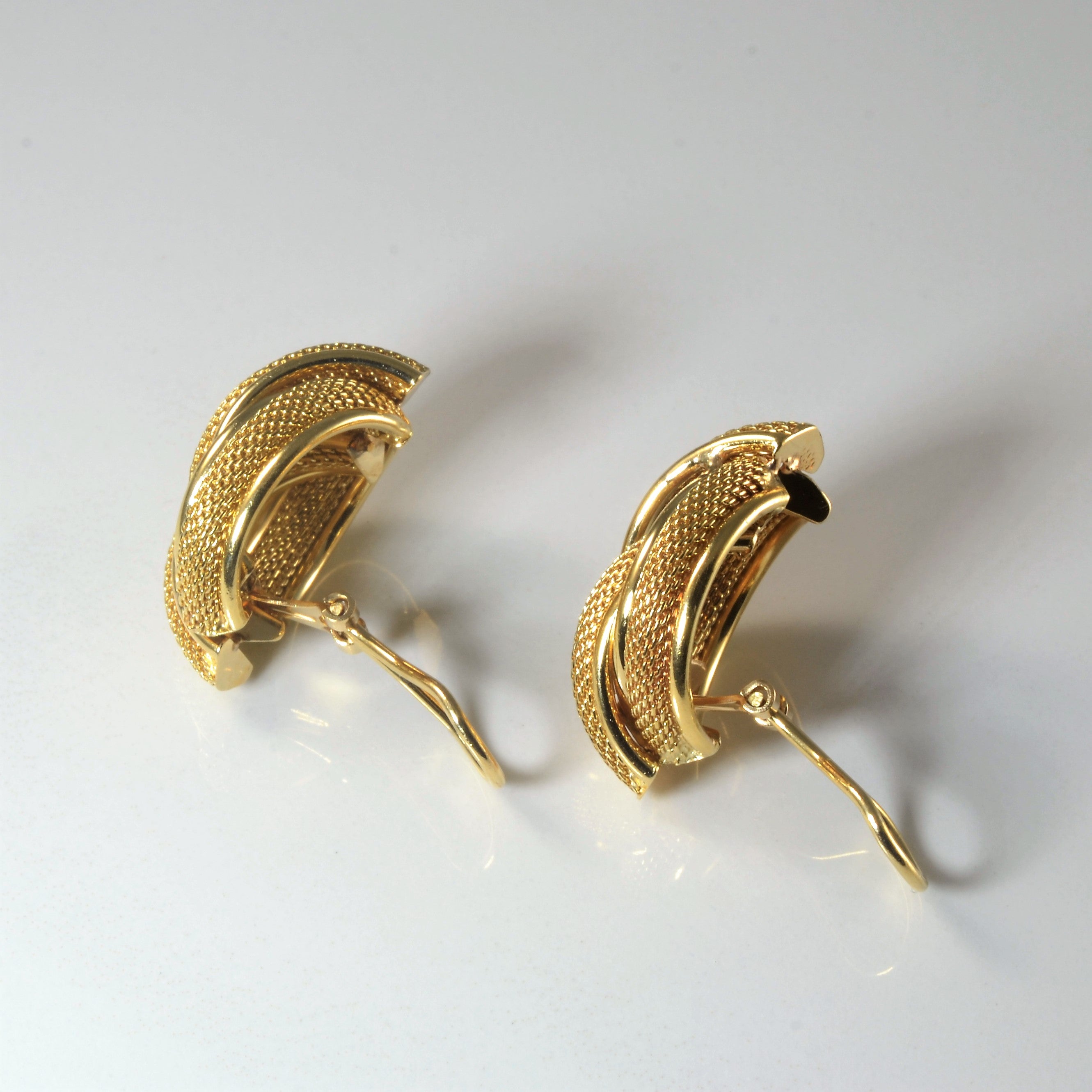 Textured Gold Knot Clip On Earrings |
