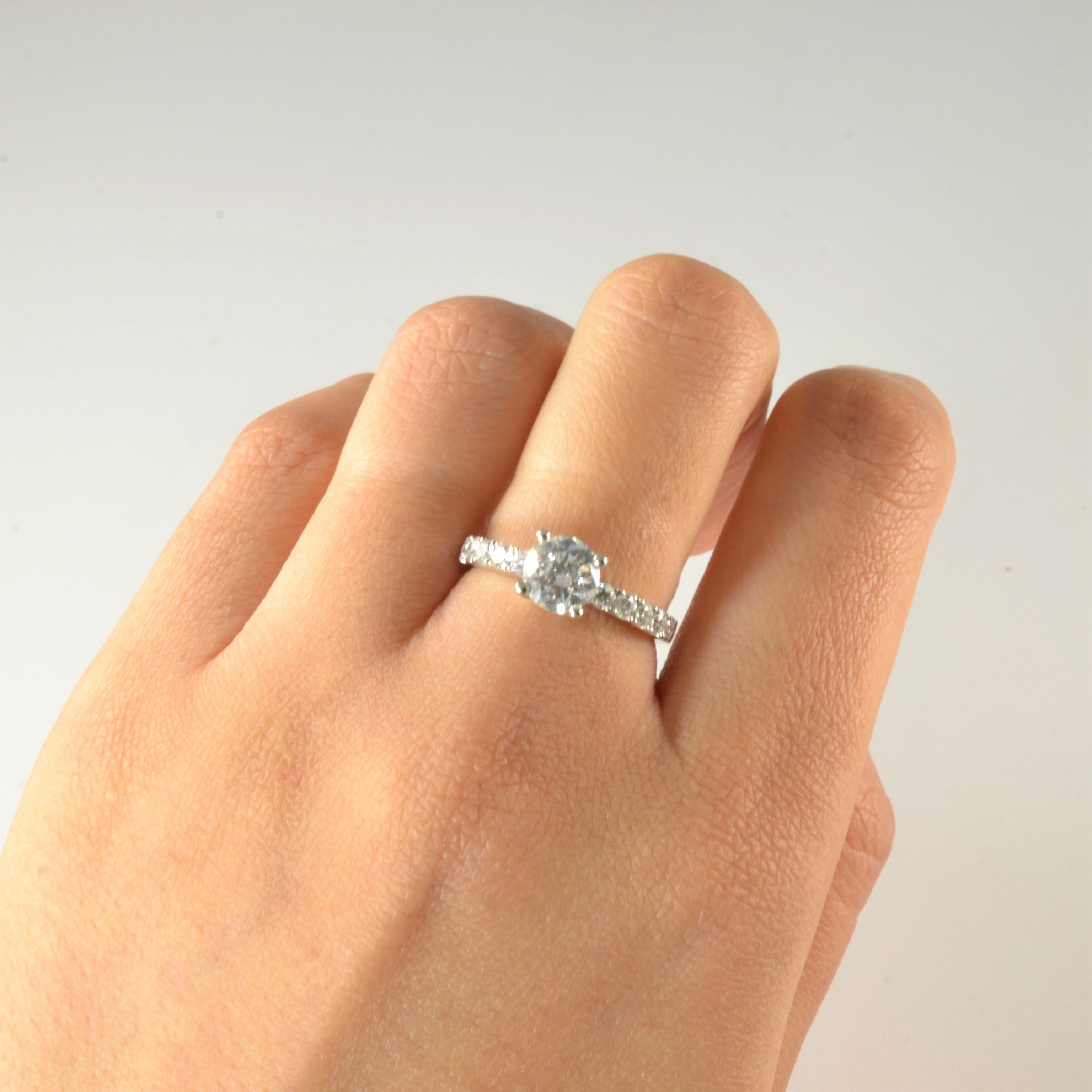 Pave Band Diamond Engagement Ring | 1.40ctw | SZ 6 |