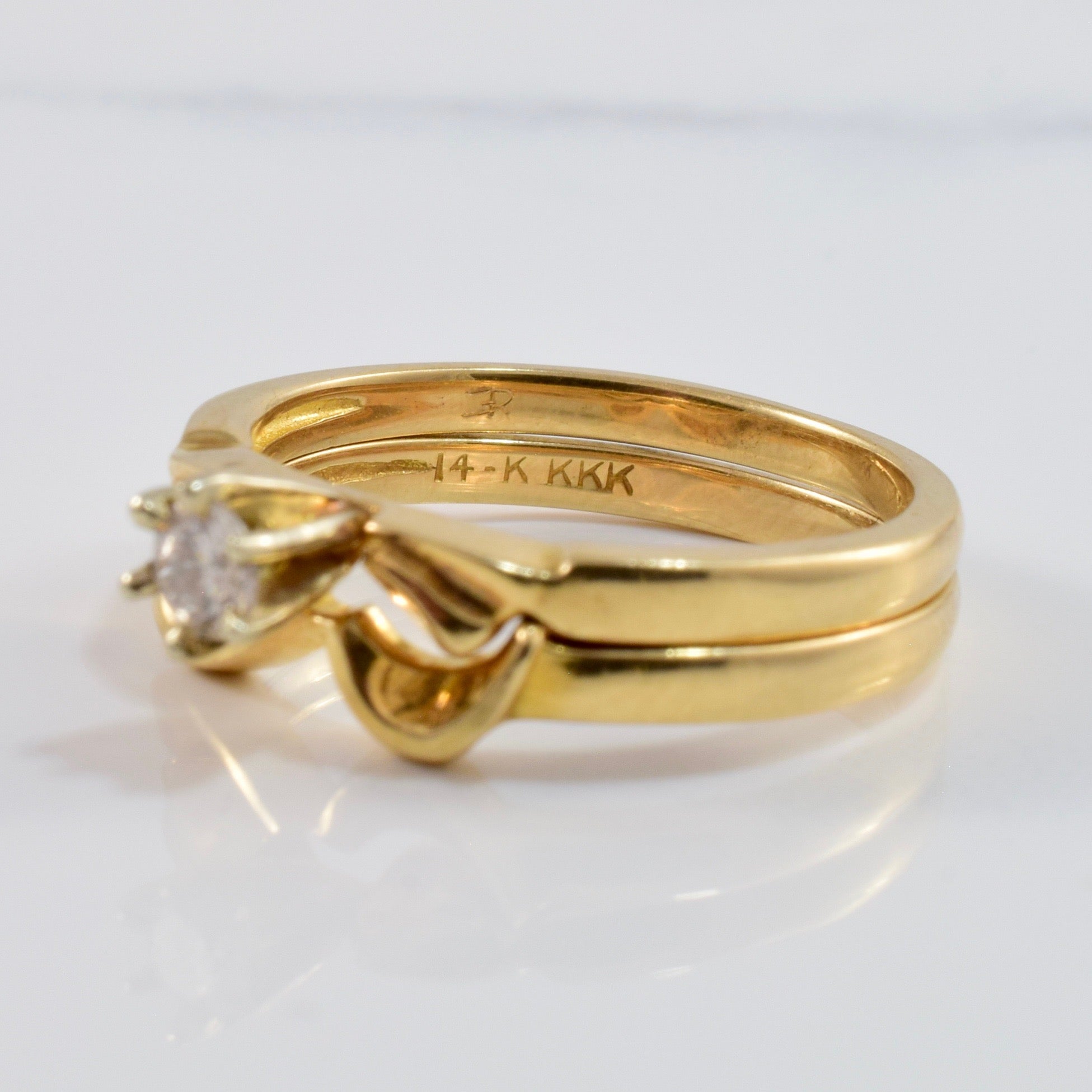 Diamond Engagement Ring and Wedding Band Set | 0.12 ctw SZ 5 |