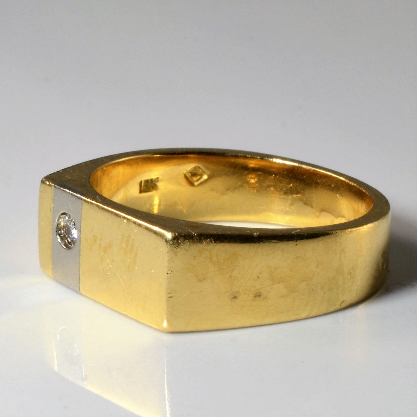 Flush Set Diamond Signet Ring | 0.05ct | SZ 9.5 |