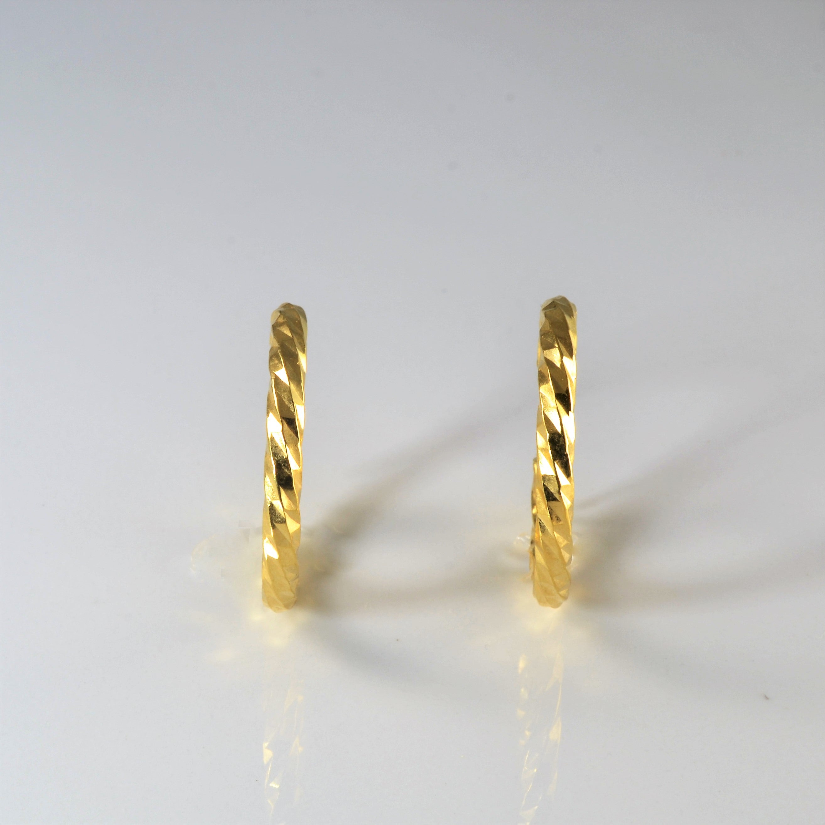 Twisted Yellow Gold Hoop Earrings |