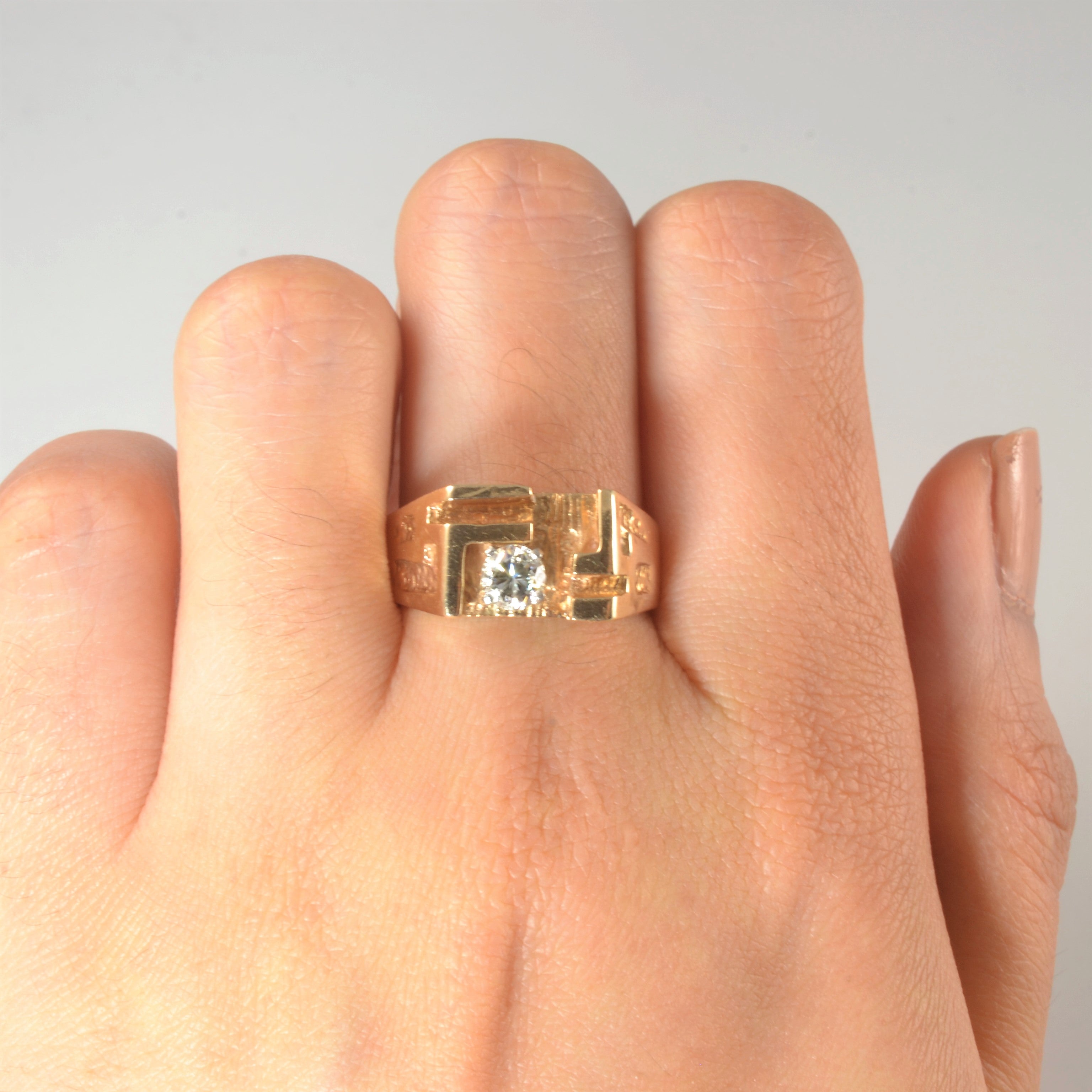 Bague solitaire géométrique en diamant | 0,34 ct | Taille 9,25 |