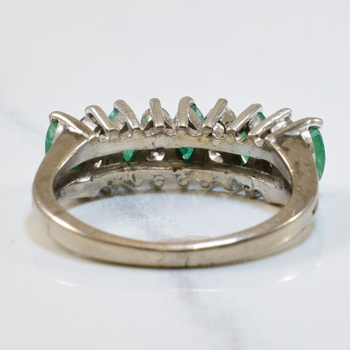 Silver & Palladium Diamond & Emerald Ring | 0.48ctw, 0.40ctw | SZ 4.75 |