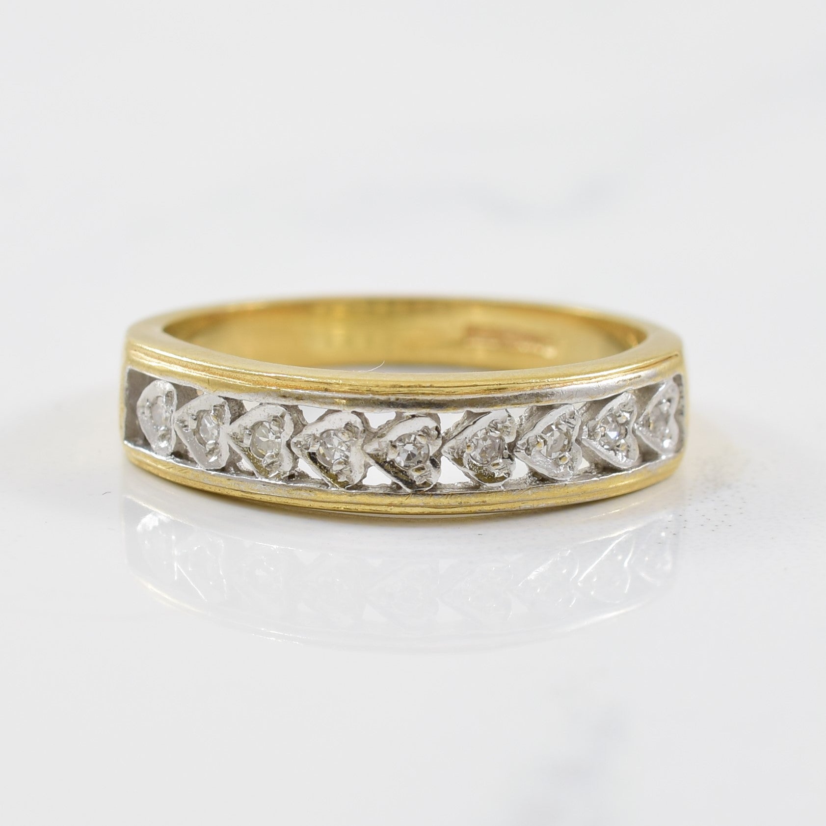 Alliance demi-éternité en forme de cœur serti de diamants | 0,05 ct | Taille 5,75 |