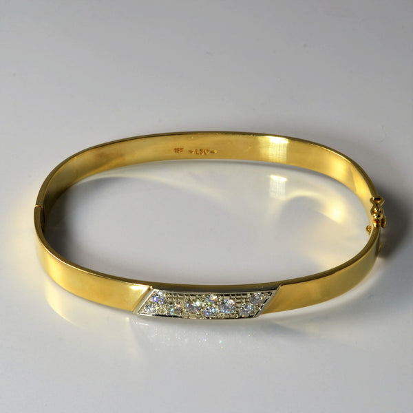 Cluster Diamond Solid Gold Bangle | 8
