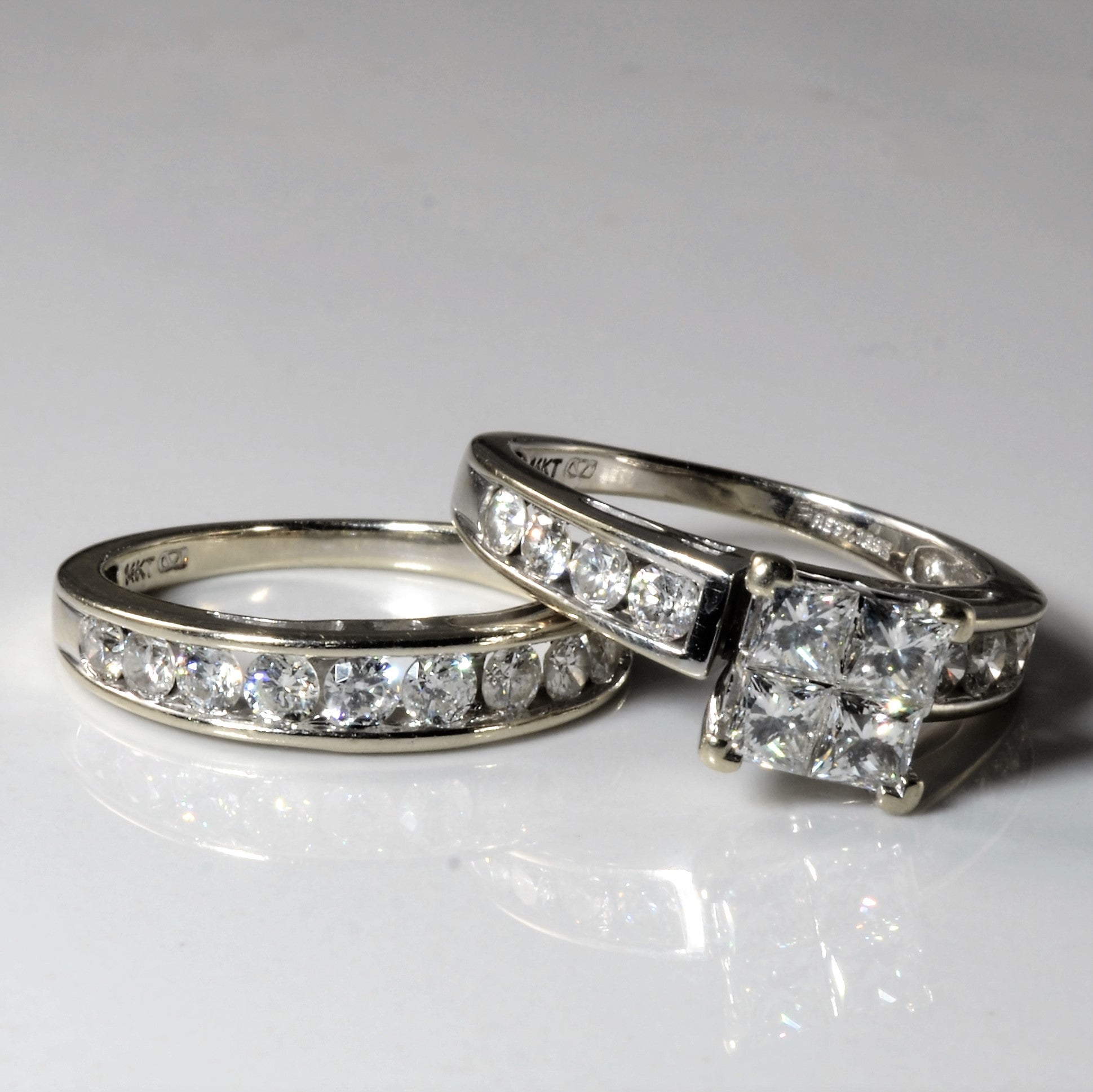 Ensemble de mariage Quad Illusion Diamond | 2,19 ct au total | Taille 6,75 |