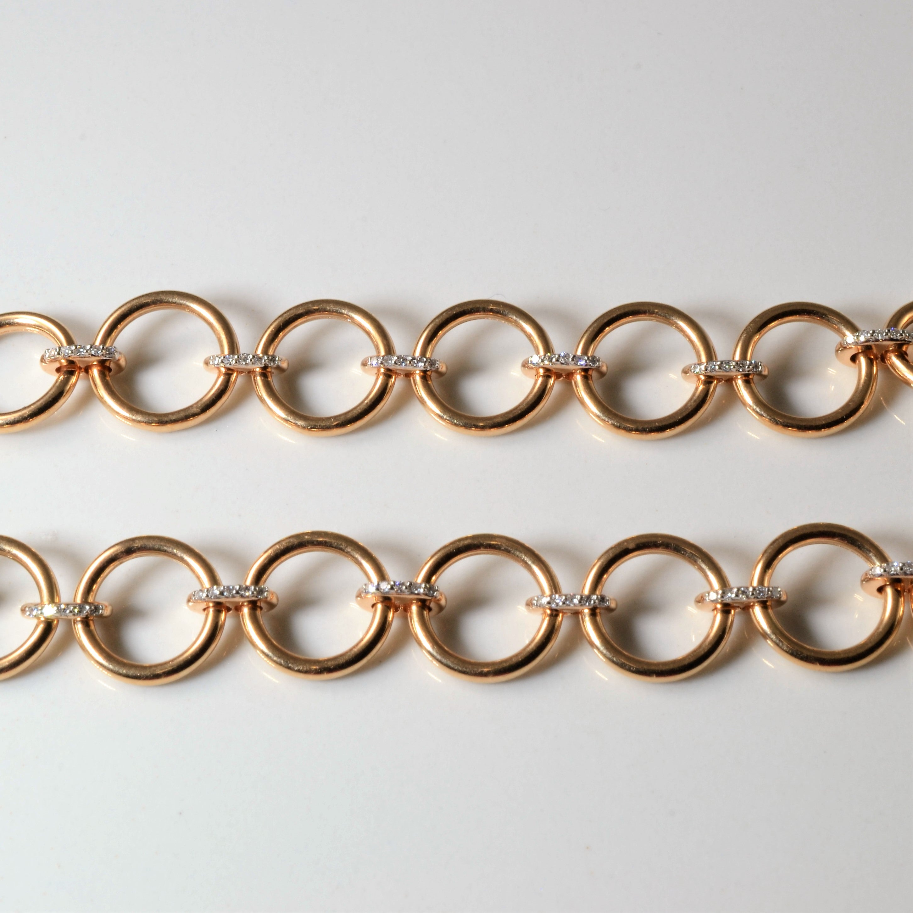 Diamond Linked Rose Gold Circle Bracelet | 0.08ctw | 6.5" |