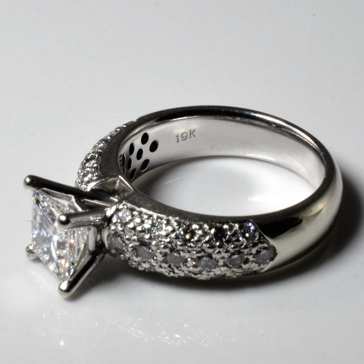 Pave Wide Band Princess Engagement Ring | 1.68ctw | SZ 5 |